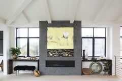 Austerity - original oversized yellow abstract oil painting by Tyrone Layne