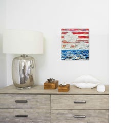 The States - original abstract red, white, and blue oil painting by Tyrone Layne