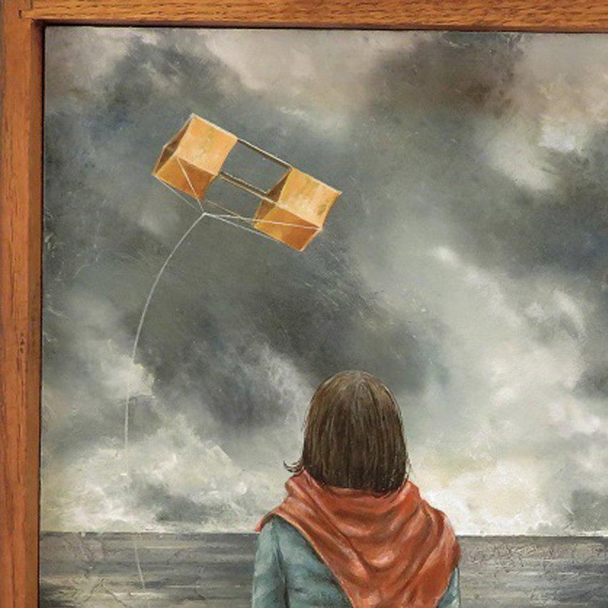 The Boxed Kite - Realist Mixed Media Art by Tyson Grumm