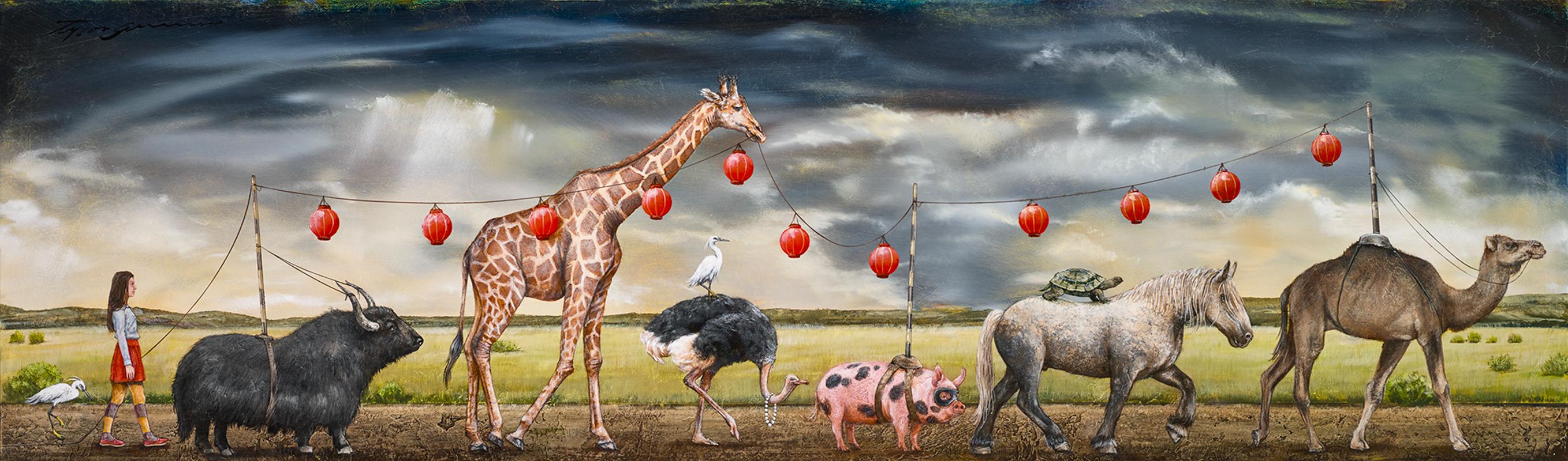 Storyline - Brown Animal Painting by Tyson Grumm