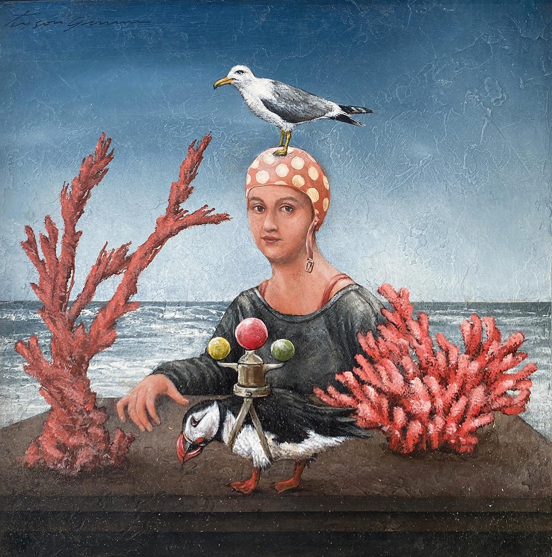 Tyson Grumm Animal Painting - The Last Red Coral Diver