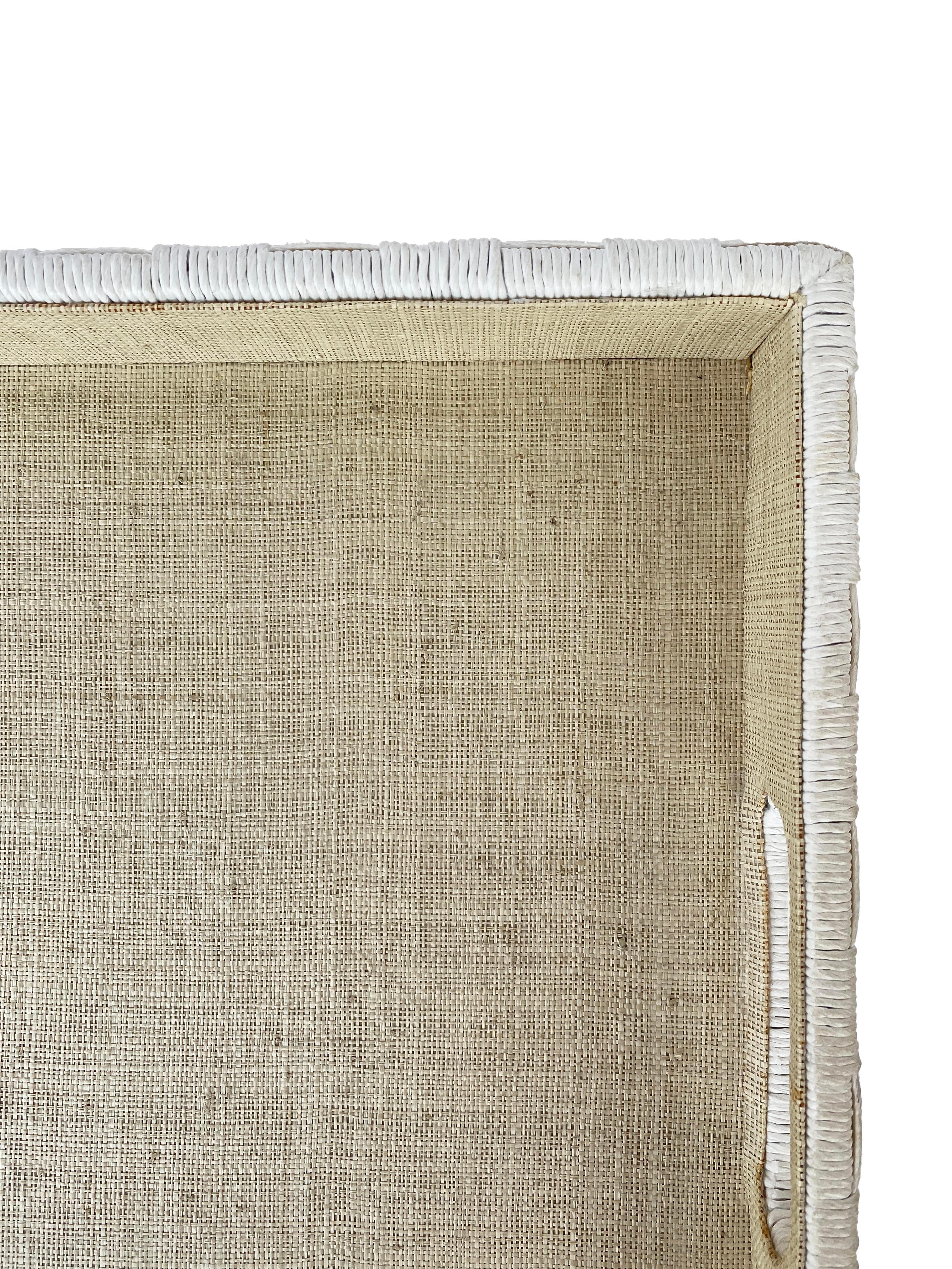 Tytus White Basketweave Raffia Tray For Sale 2