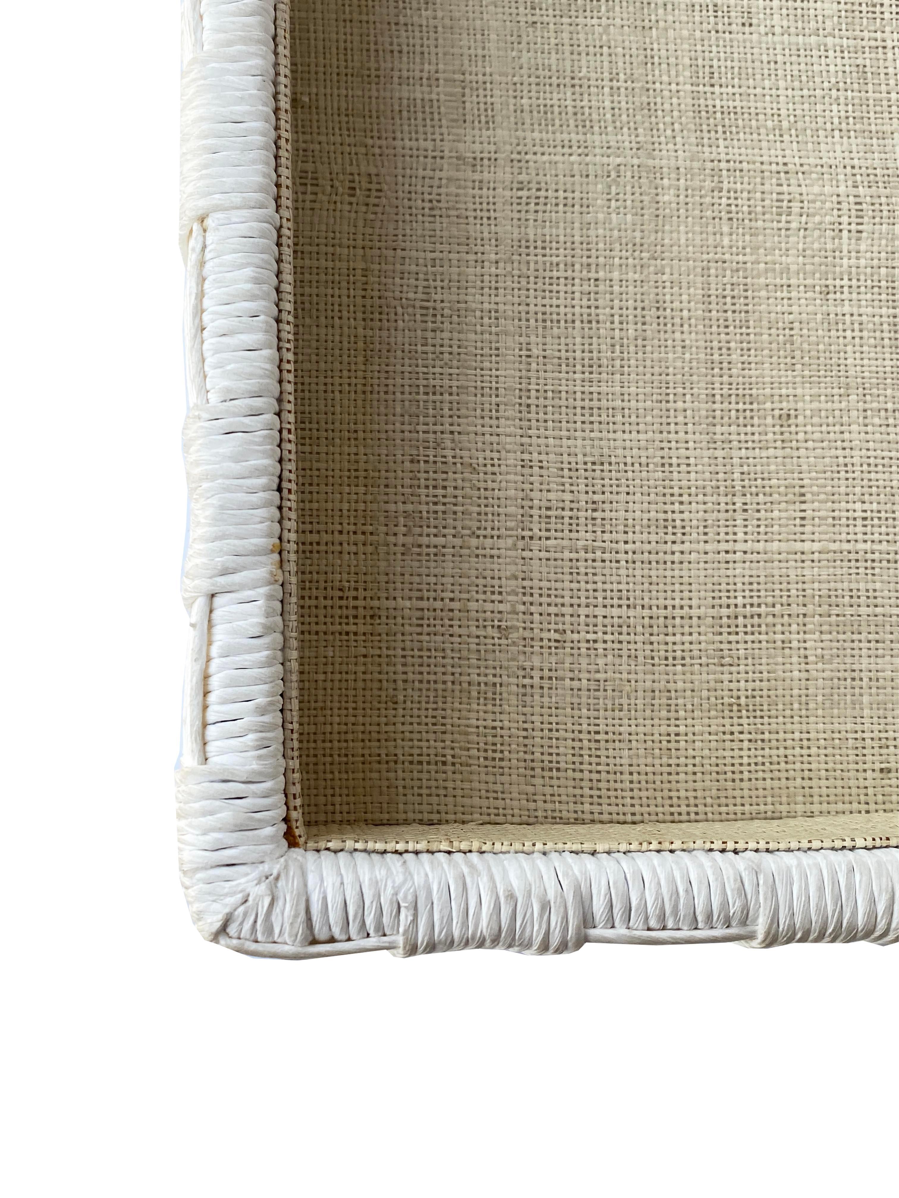 Tytus White Basketweave Raffia Tray For Sale 3