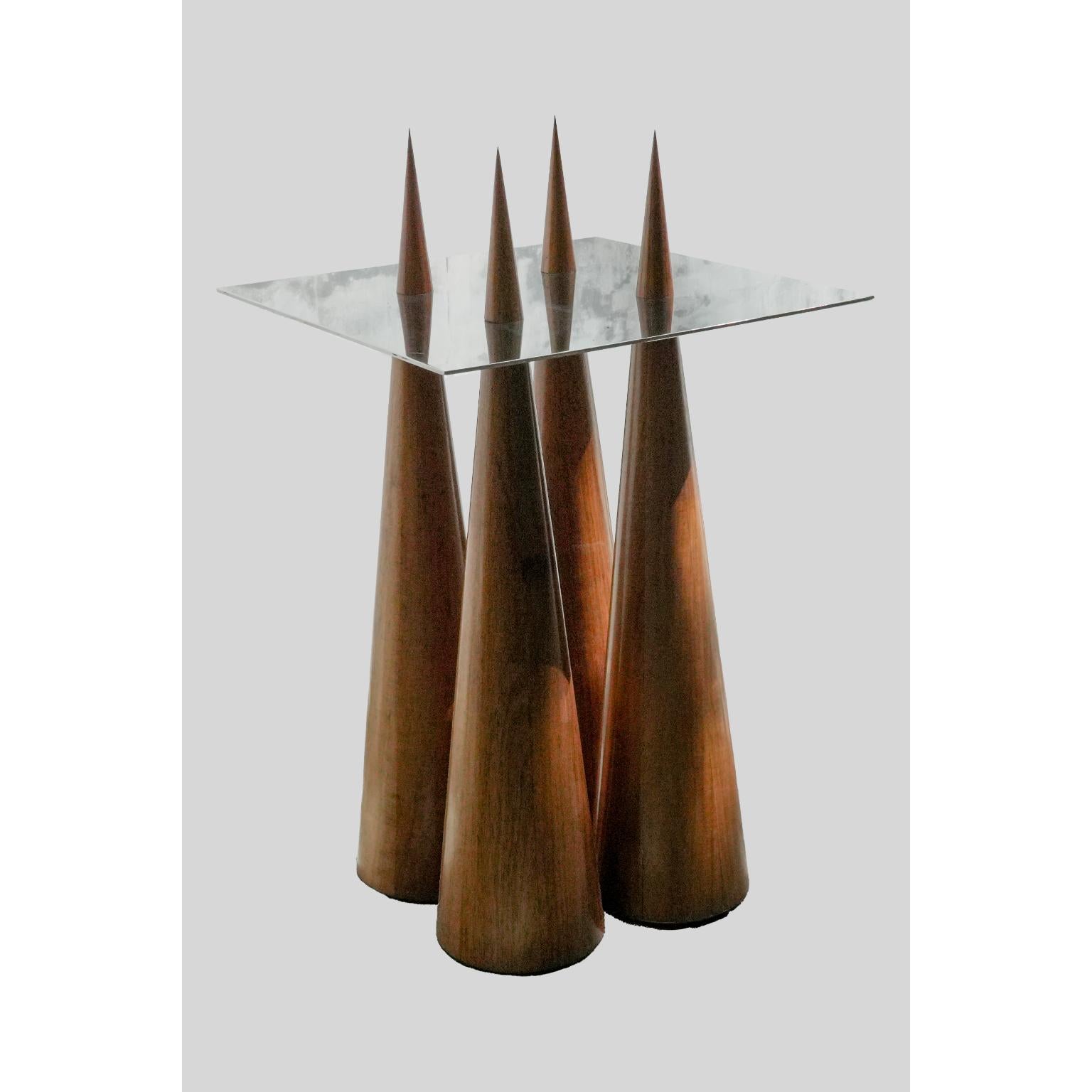 Tzalam Side Table in Chechen Wood & Glass by Alina Rotzinger
Materials: Chechen wood and glass.
Dimensions: D 20 x W 20 x H 140 cm.

Composed by Alina Rotzinger as design director and artist, and Sebastian Rotzinger as industrial designer.

After a