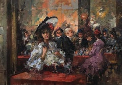 Cafe interior by Tzavino - Oil on canvas