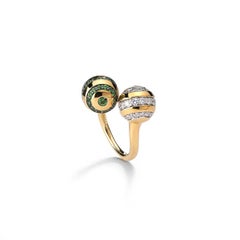 Tzavorites and Diamond Gold Ring