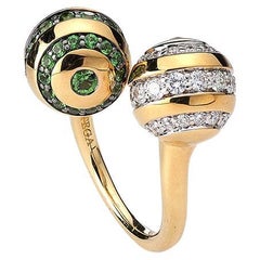 Tzavorites and Diamond Gold Ring