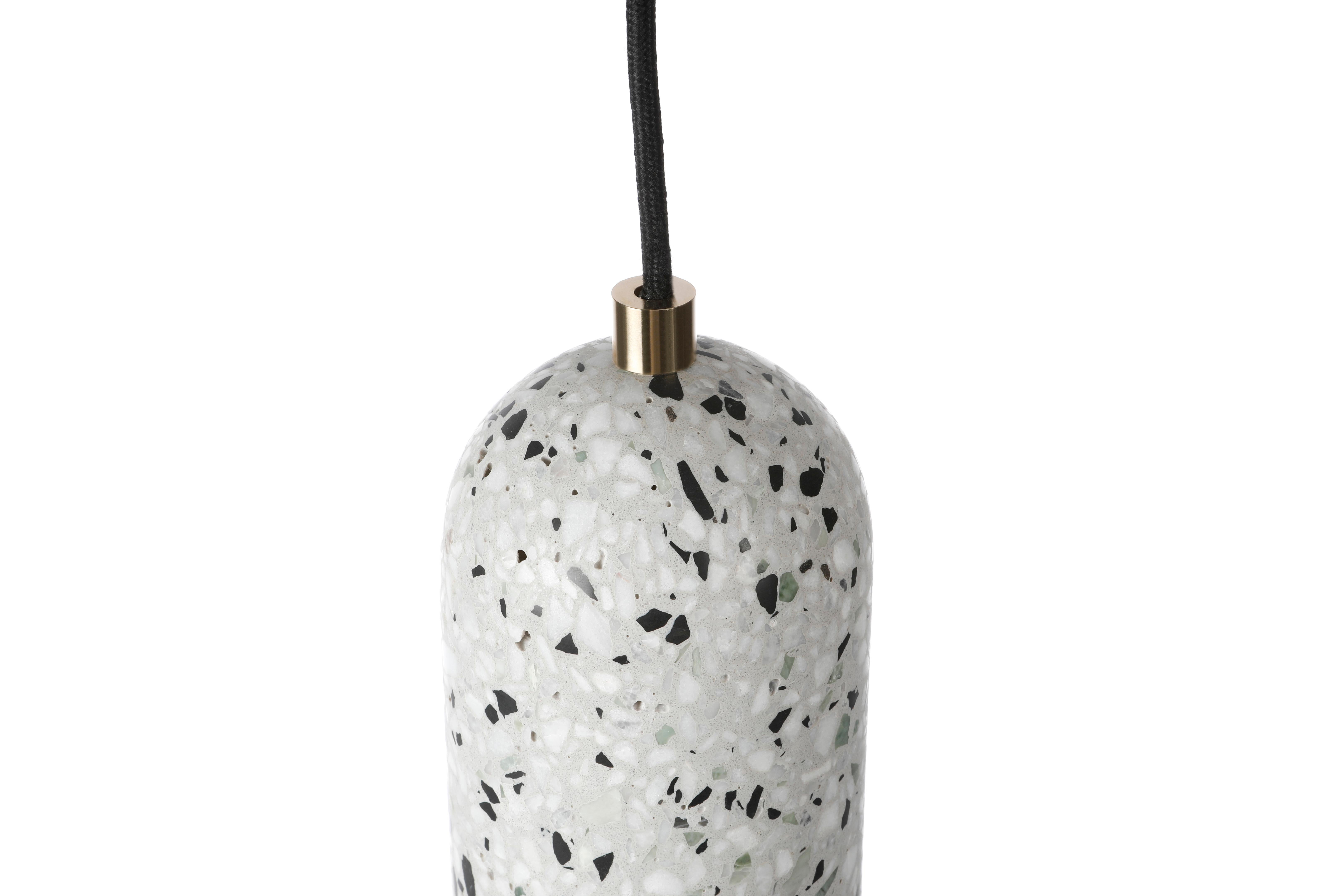 Concrete 'U' Black Terrazzo Pendant Lamp by Bentu Design For Sale