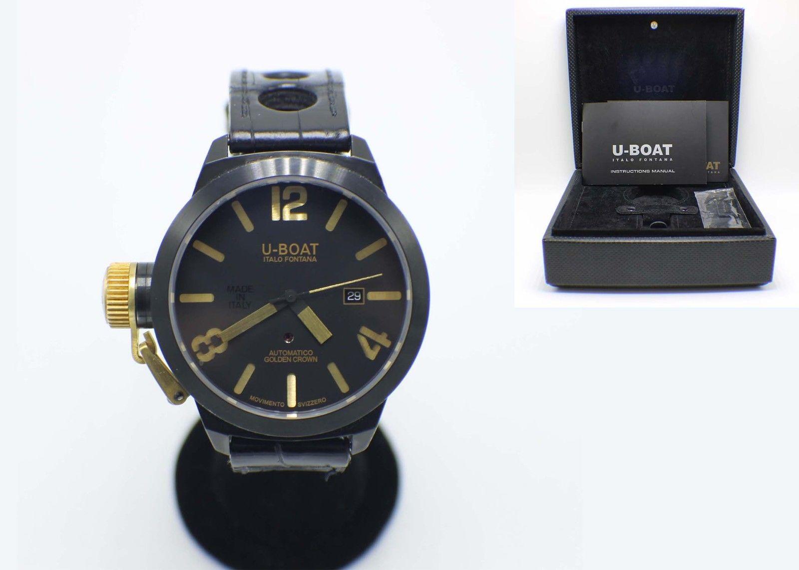 U-Boat Classico Golden Crown 45 18 Karat Gold and Black PVD Steel Box and Paper For Sale 1