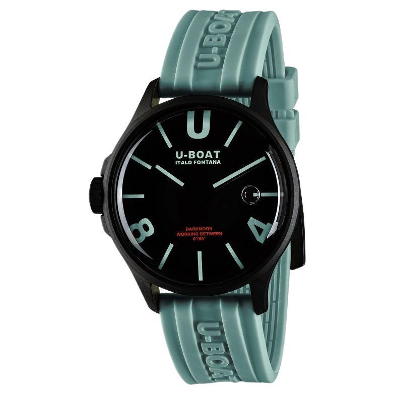 U-Boat Darkmoon 44mm Black Dial Aquamarine PVD Silicone Strap Men's Watch 9526 For Sale