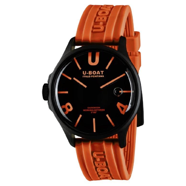 U-Boat Darkmoon 44mm Black Dial Orange PVD Silicone Strap Men's Watch 9538 For Sale