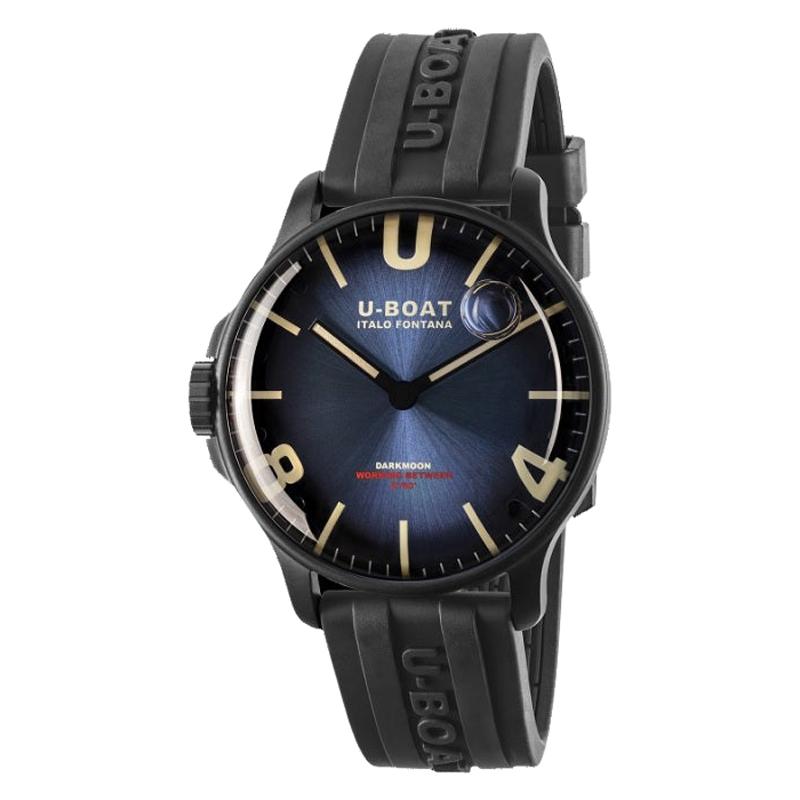 U-Boat Darkmoon Blue IPB Soleil with Rubber Strap Men's Watch 8700 For Sale