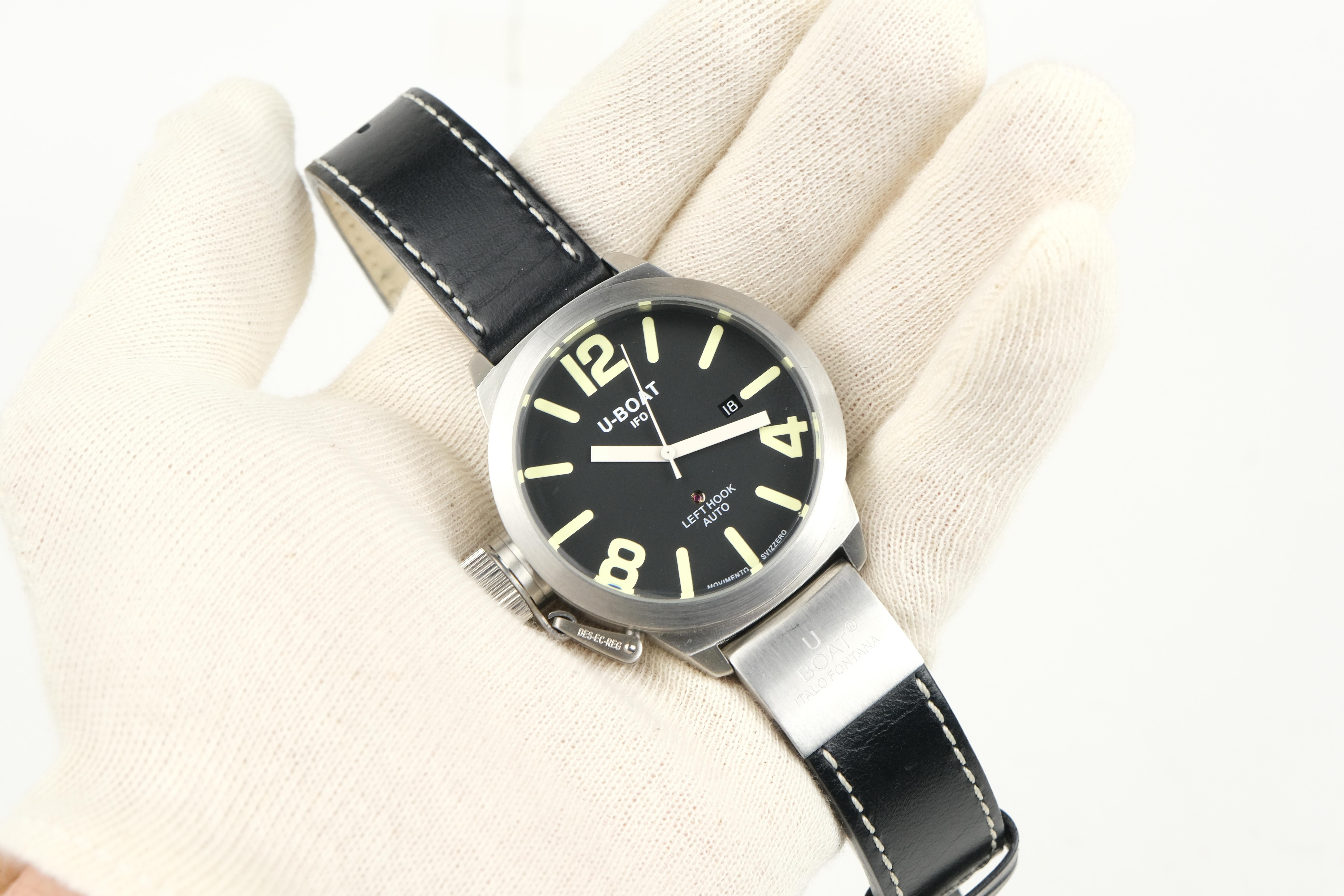 U-Boat IFO Left Hook Stainless Steel Automatic Wristwatch

BASIC INFO
Brand: U-Boat
Type: Wristwatch
Model Name: IFO
Bezel Material: Stainless Steel
Case Material: Stainless Steel
Caseback Material: Stainless Steel
Movement: U-Boat signed ETA Cal.