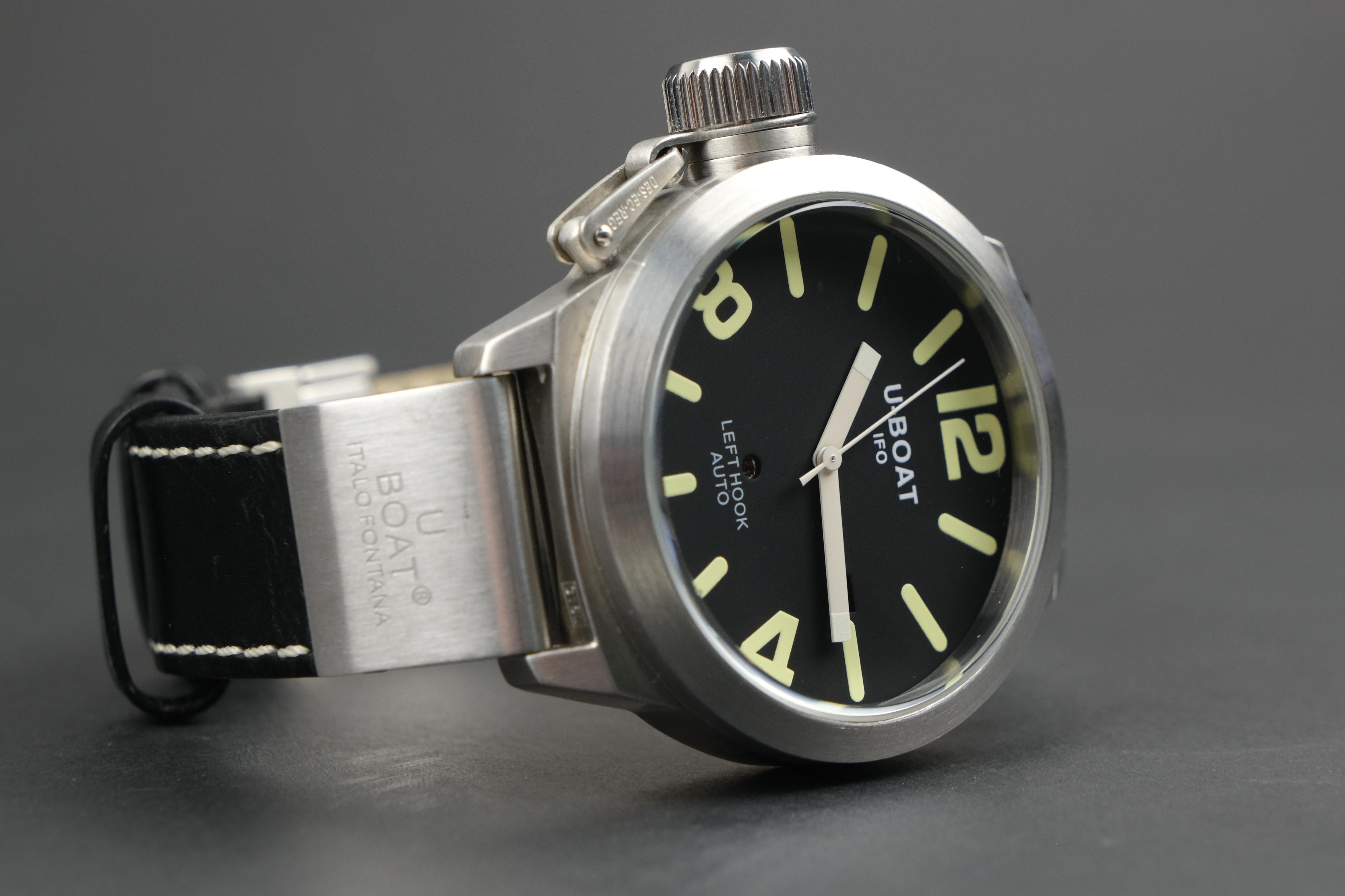 Men's U-Boat IFO Left Hook Stainless Steel Automatic Wristwatch   For Sale