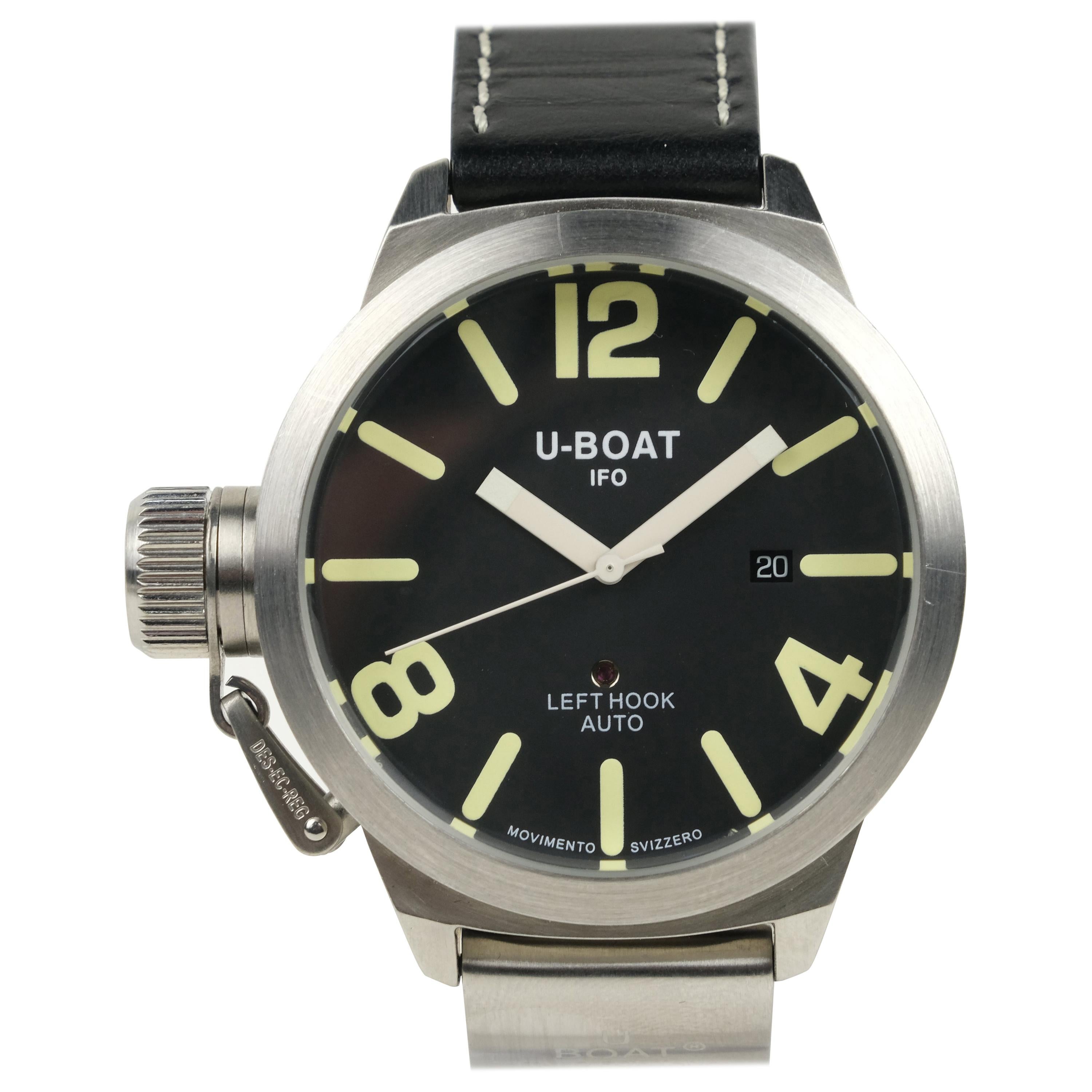 U-Boat IFO Left Hook Stainless Steel Automatic Wristwatch   For Sale