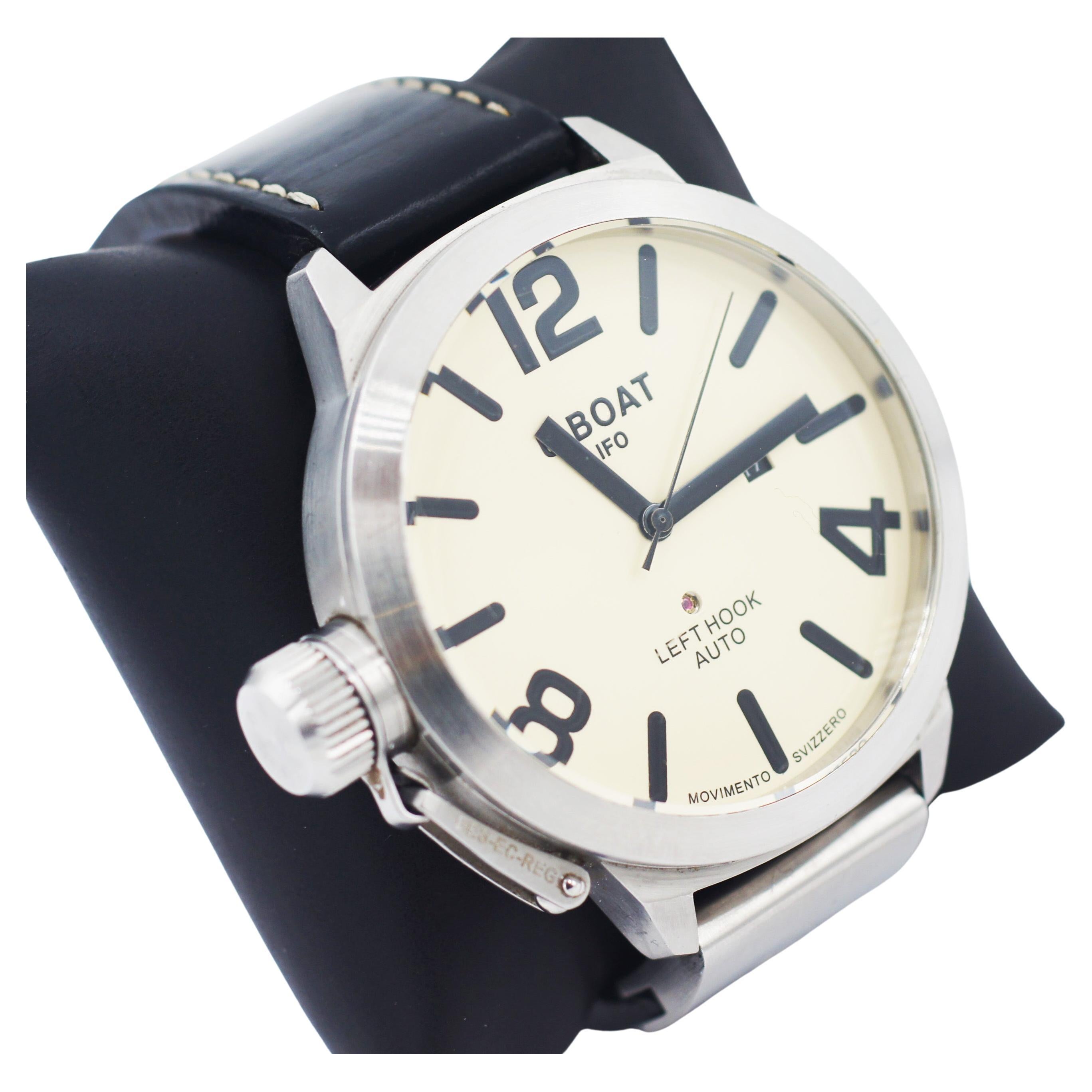 U-Boat Left Hook Automatic 25 Jewels 50mm Watch For Sale