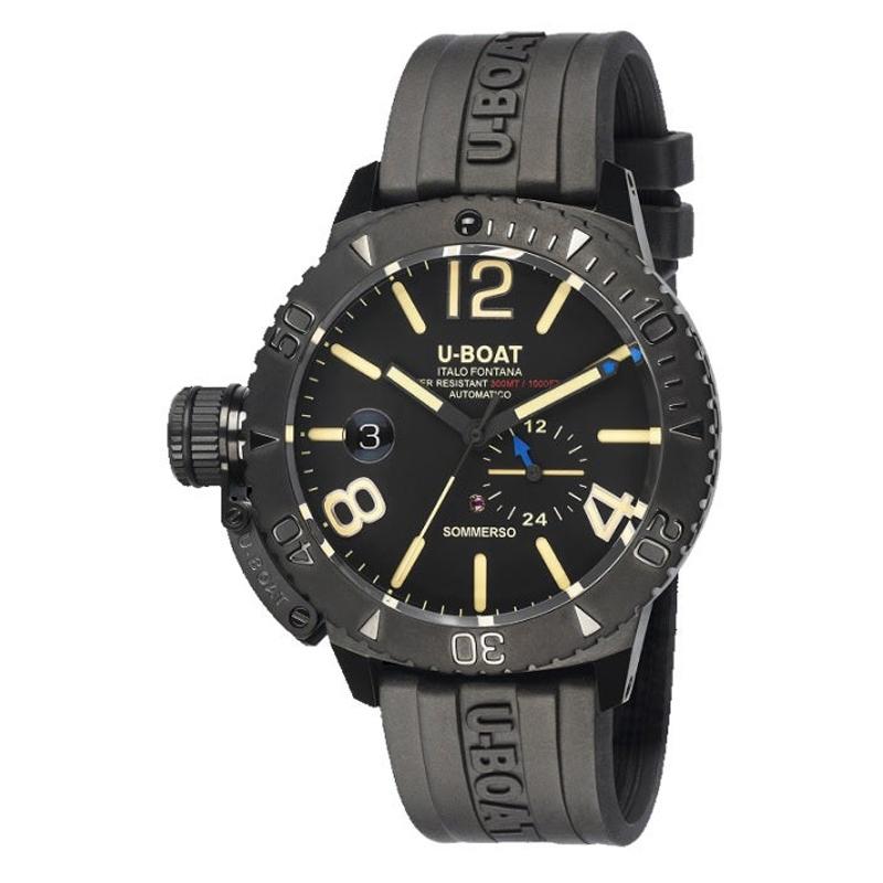 U-Boat Sommerso DLC Stainless Steel with Rubber Strap Men's Watch 9015 For Sale