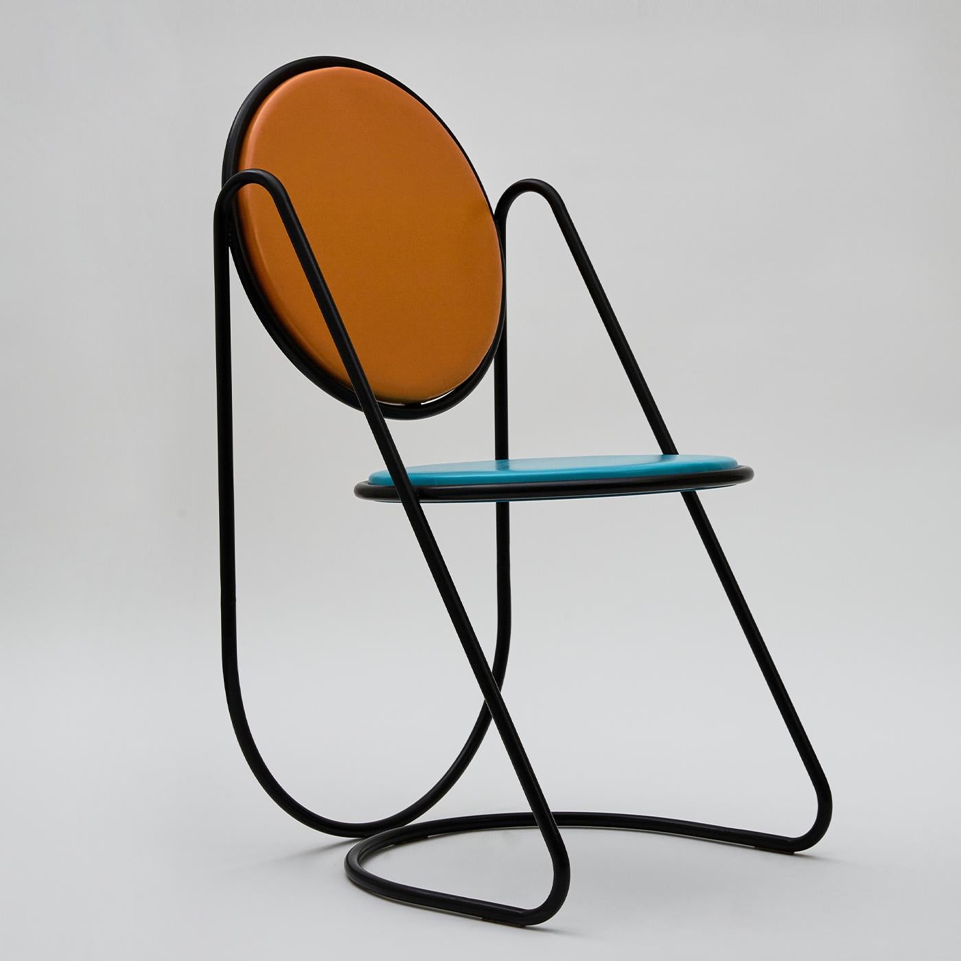 Italian U-Disk Black/Light-Blue/Orange Chair