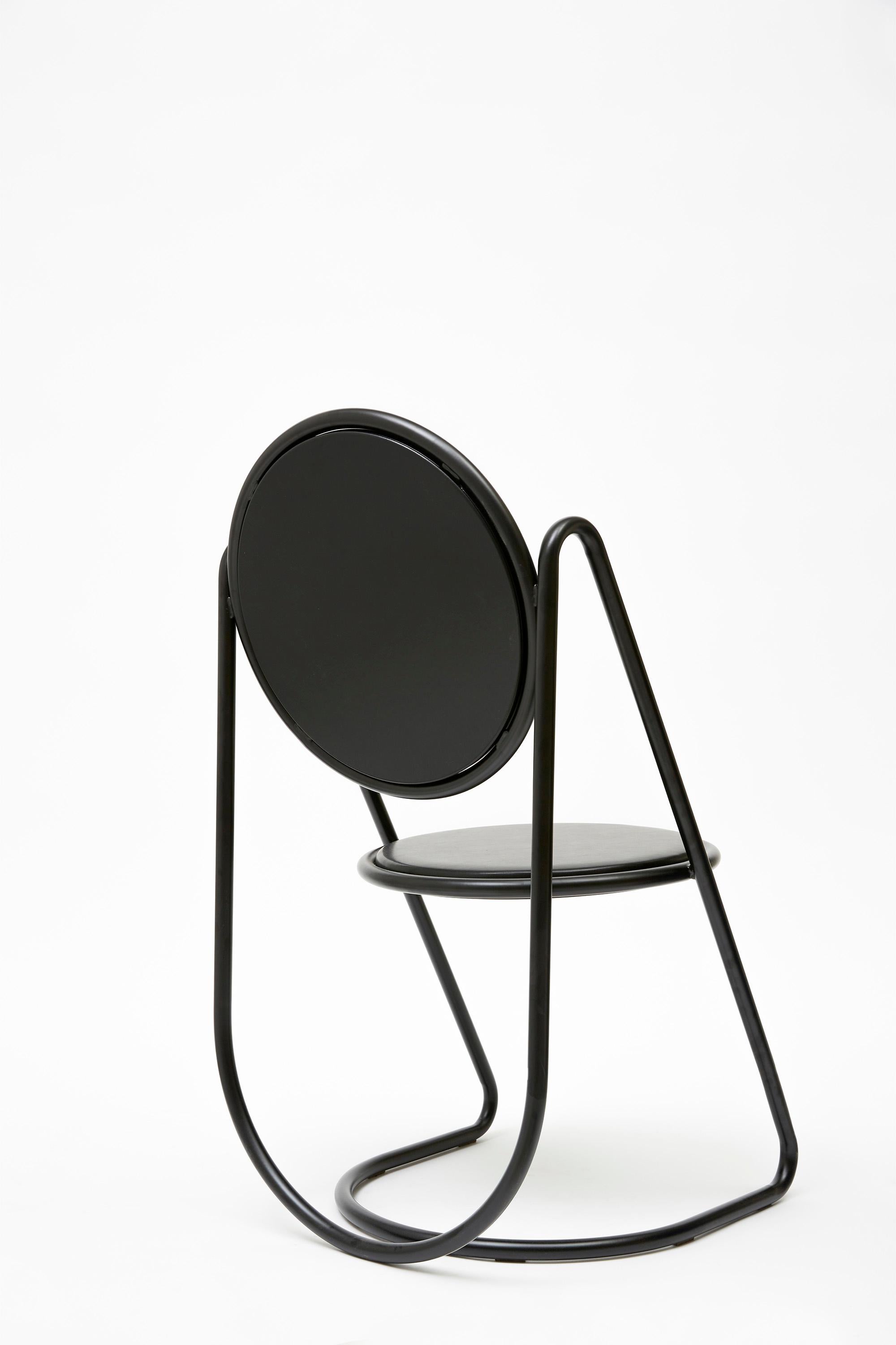 Powder-Coated U-Disk Chair, All Black For Sale