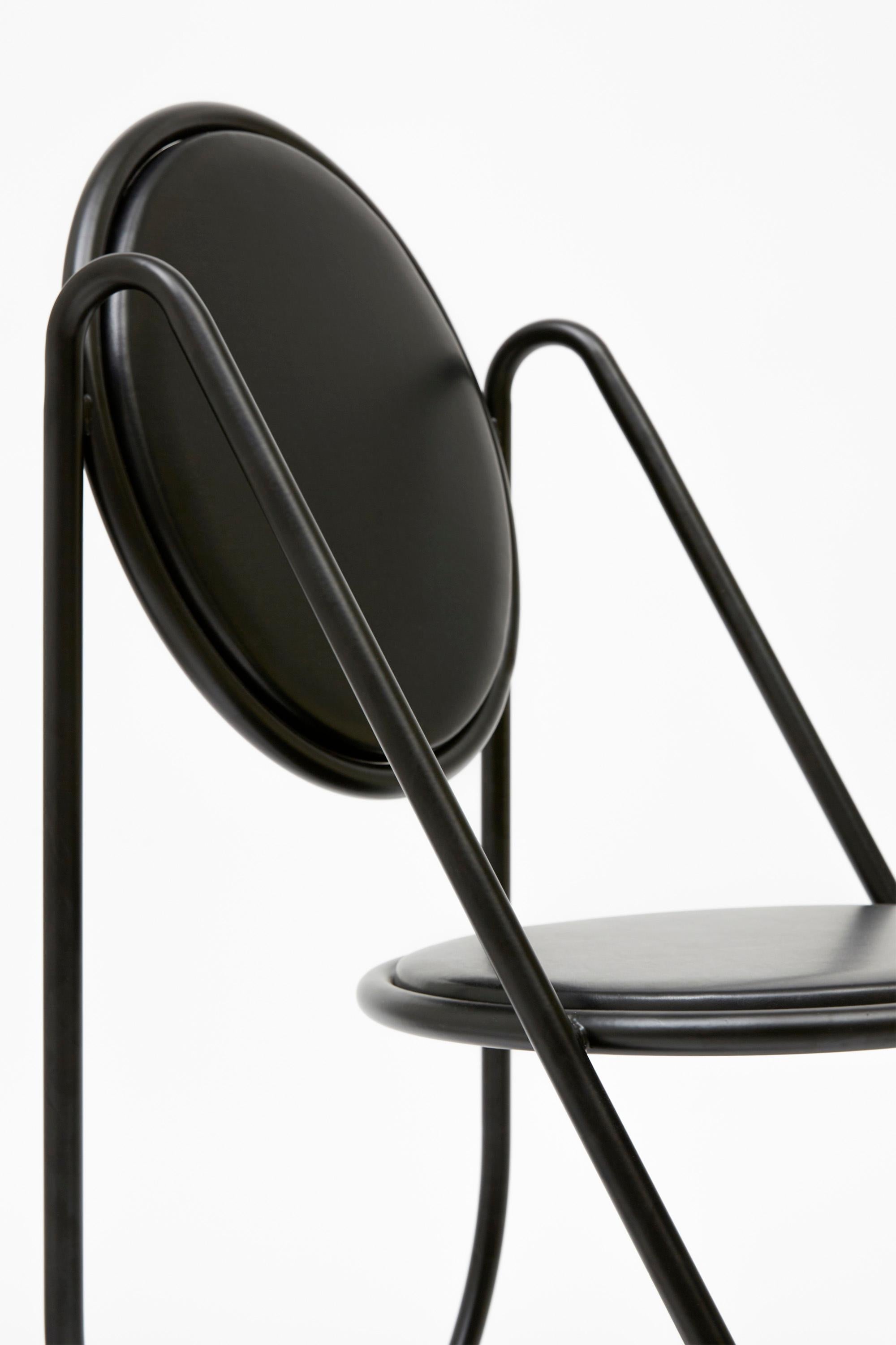 Brass U-Disk Chair, All Black For Sale