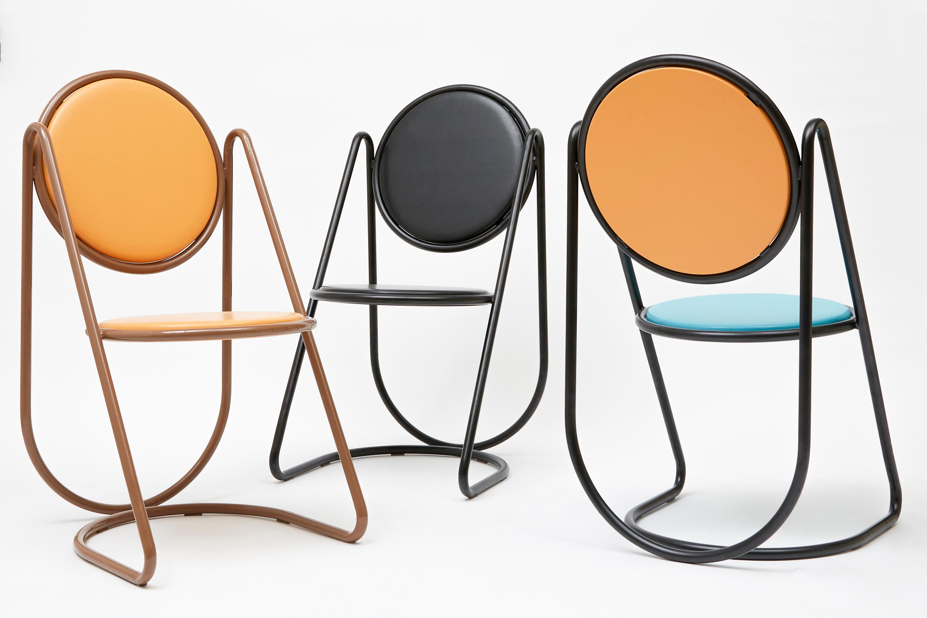 U-Disk Chair, Black, Orange & Light Blue For Sale 4