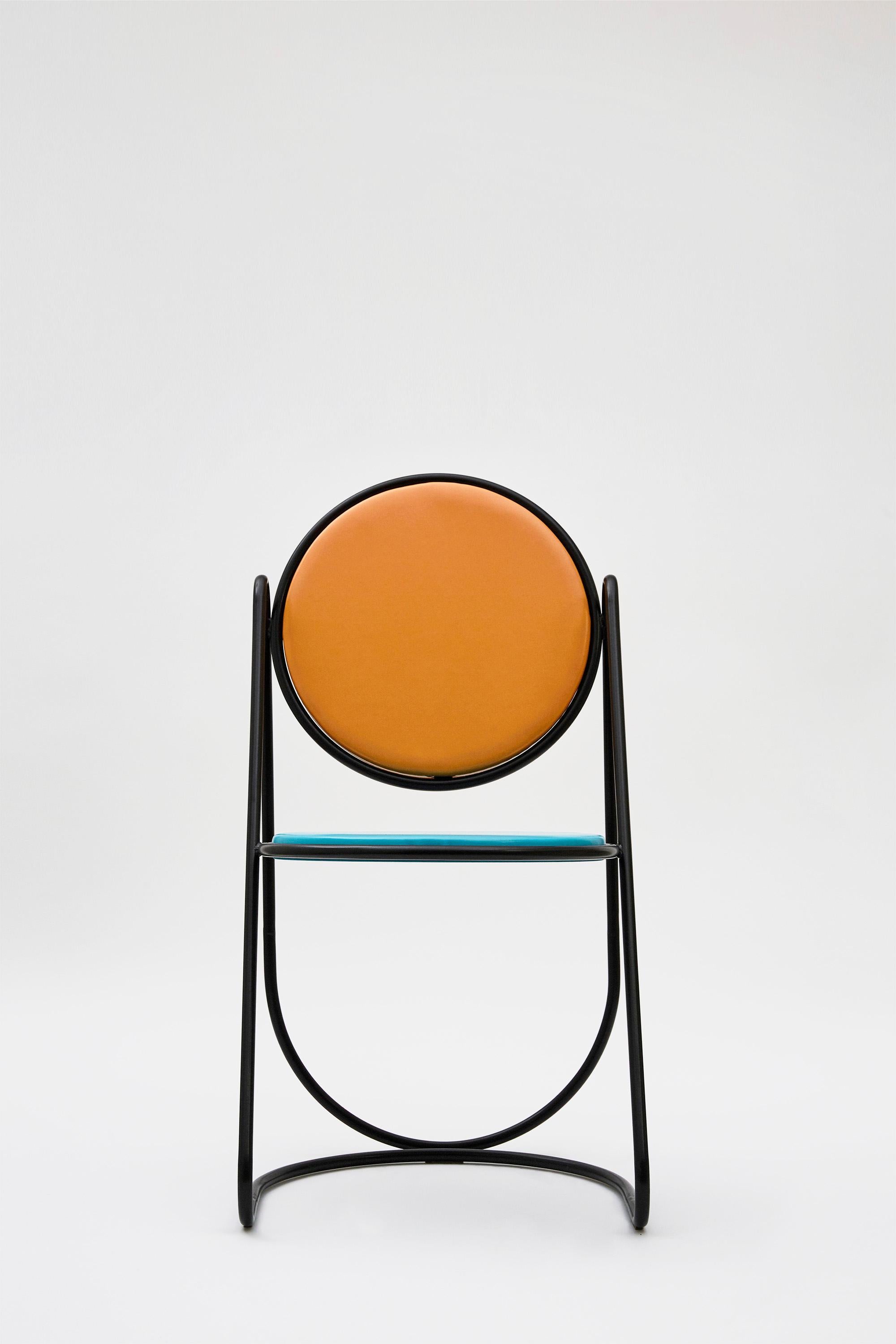 Other U-Disk Chair, Black, Orange & Light Blue For Sale