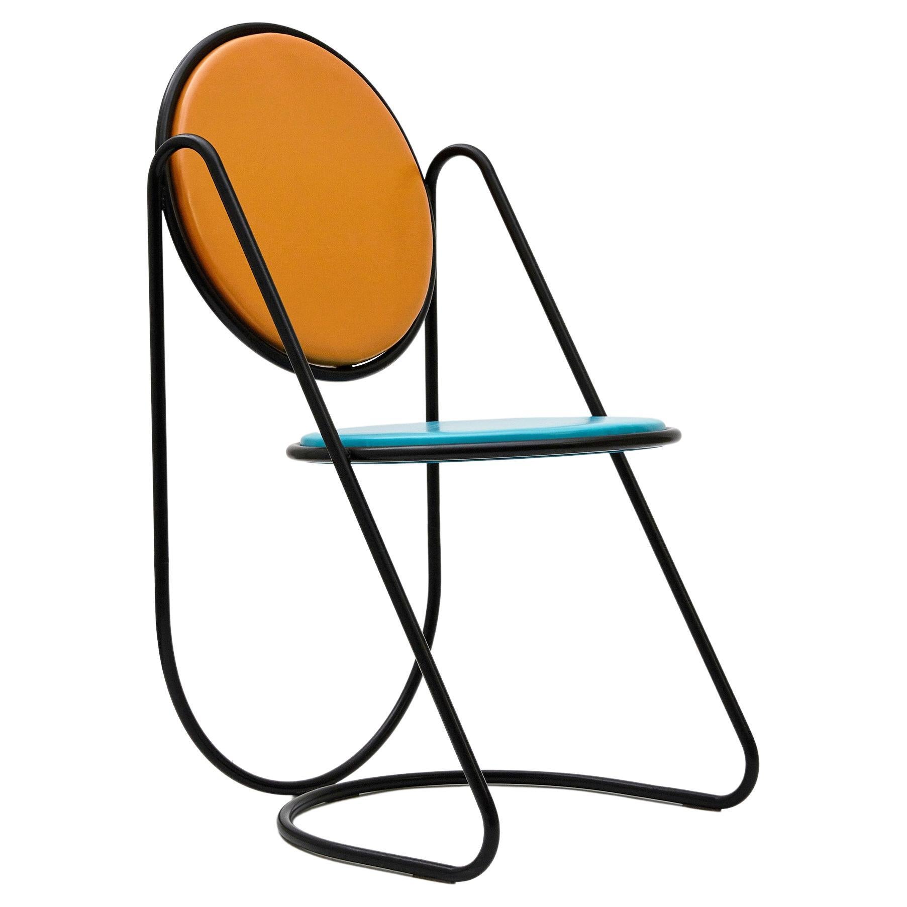 U-Disk Chair, Black, Orange & Light Blue For Sale