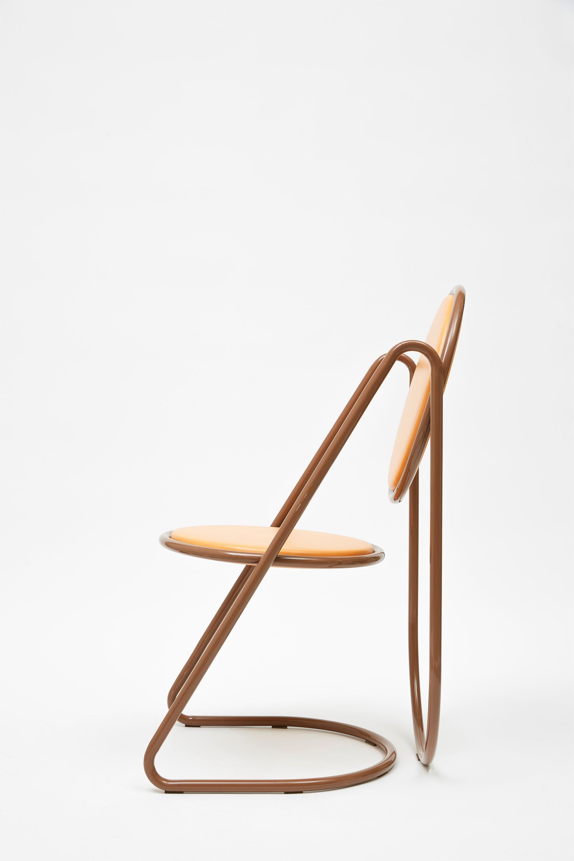 Italian U-Disk Chair, Brown & Orange For Sale