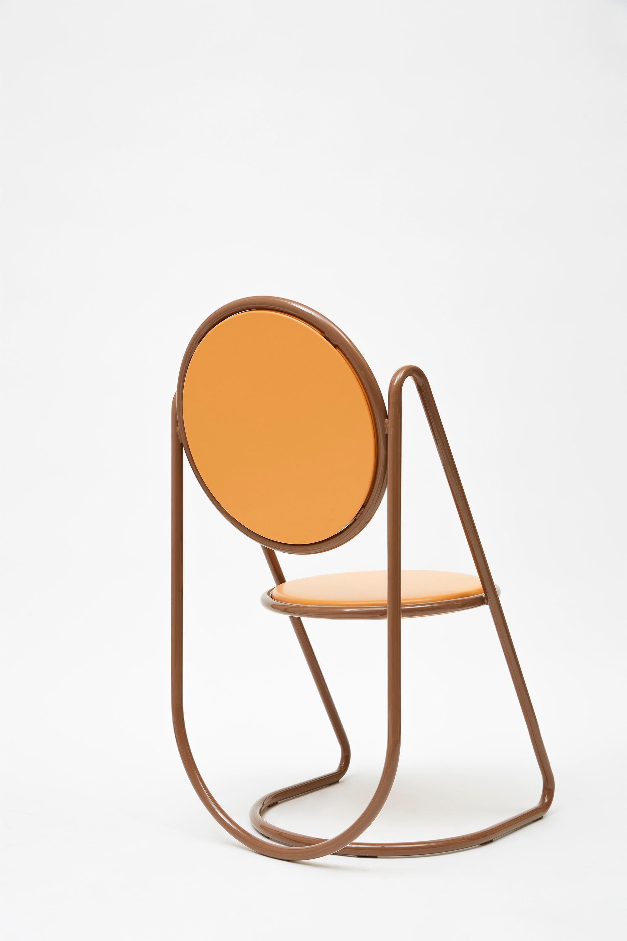 Contemporary U-Disk Chair, Brown & Orange For Sale