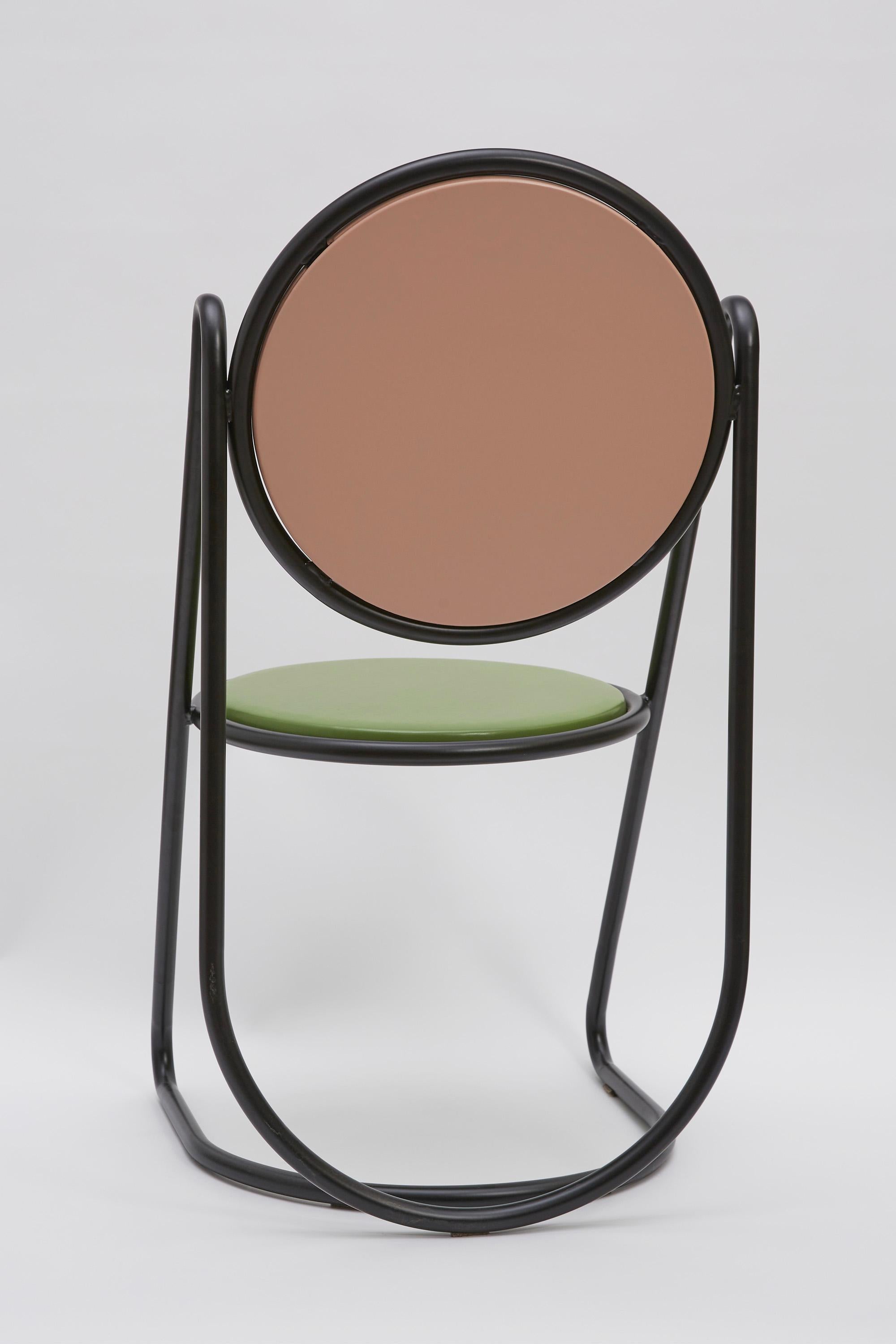 Contemporary U-Disk Chair, Pink & Green For Sale