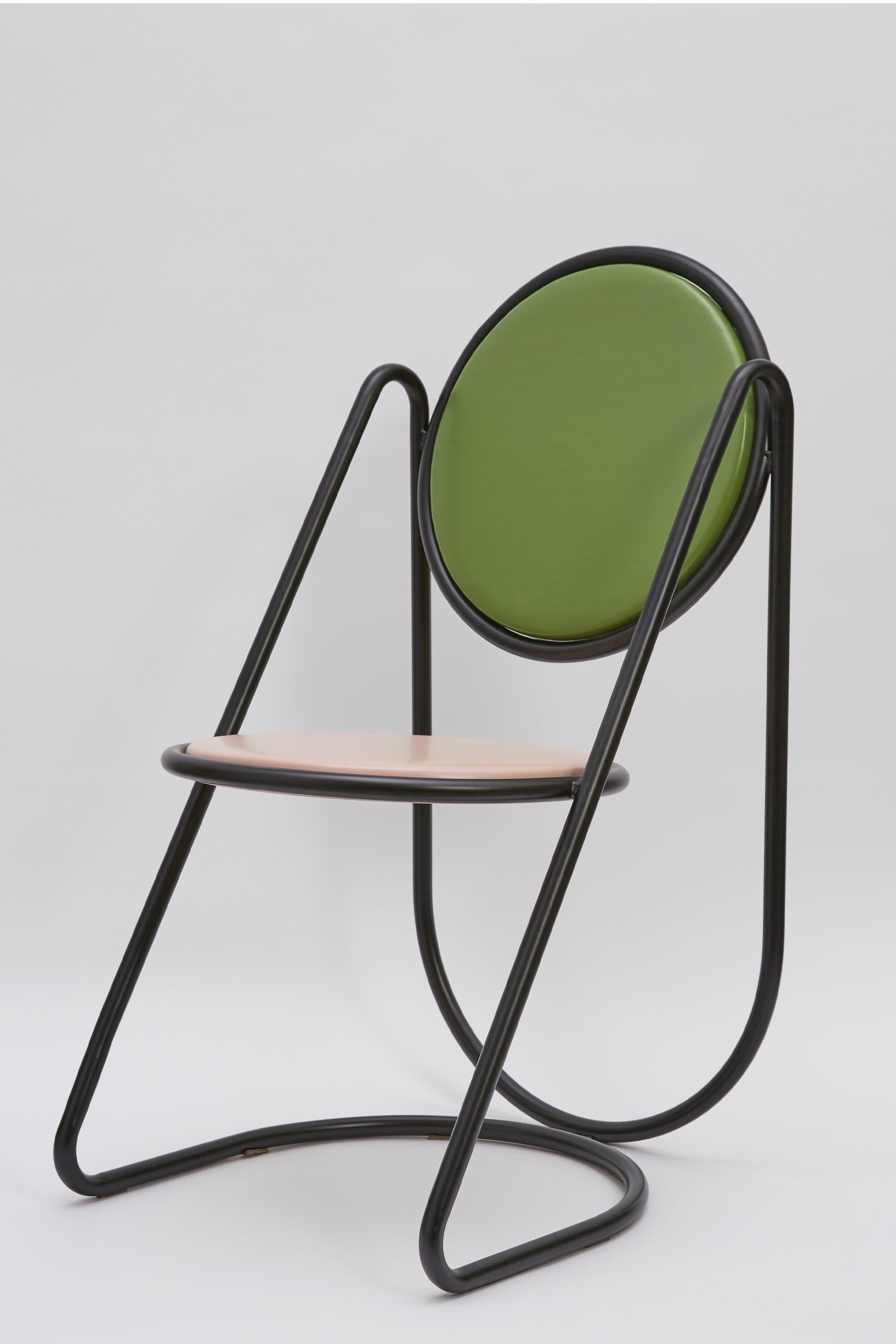Contemporary U-Disk Chair, Pink & Green For Sale