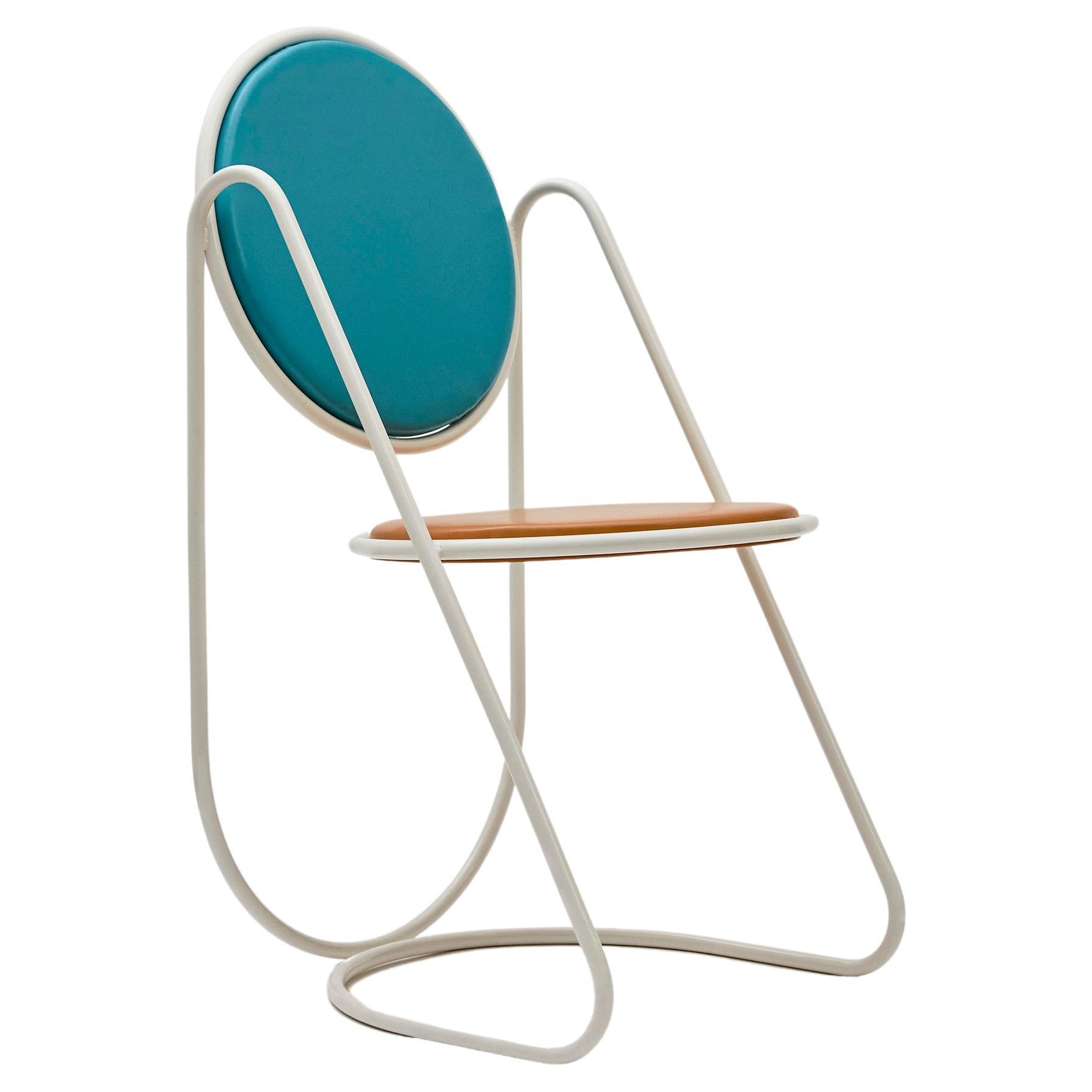 U-Disk Chair, White, Light-Blue & Orange For Sale