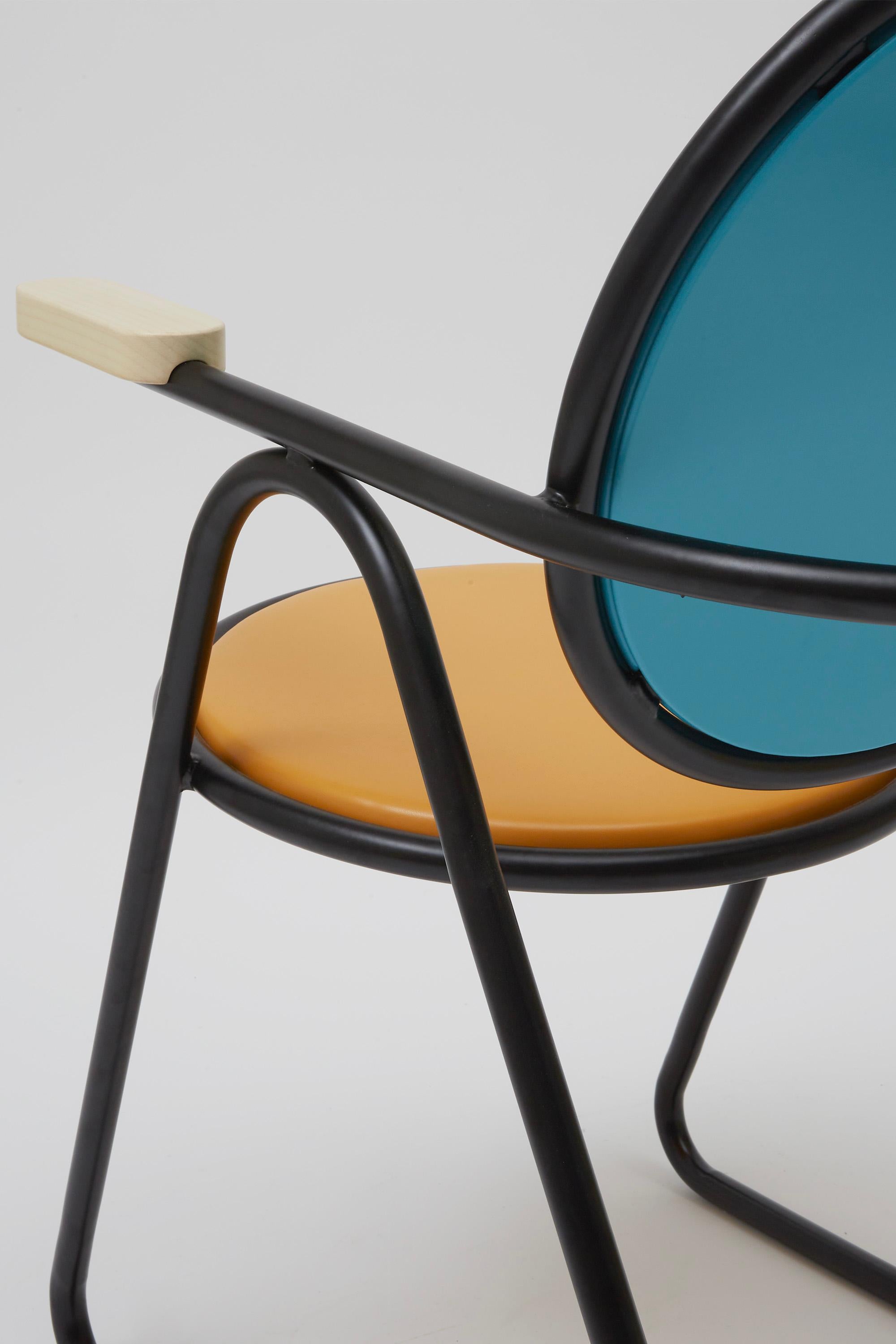 U-Disk Easy Chair, Black, Orange & Light Blue For Sale 2