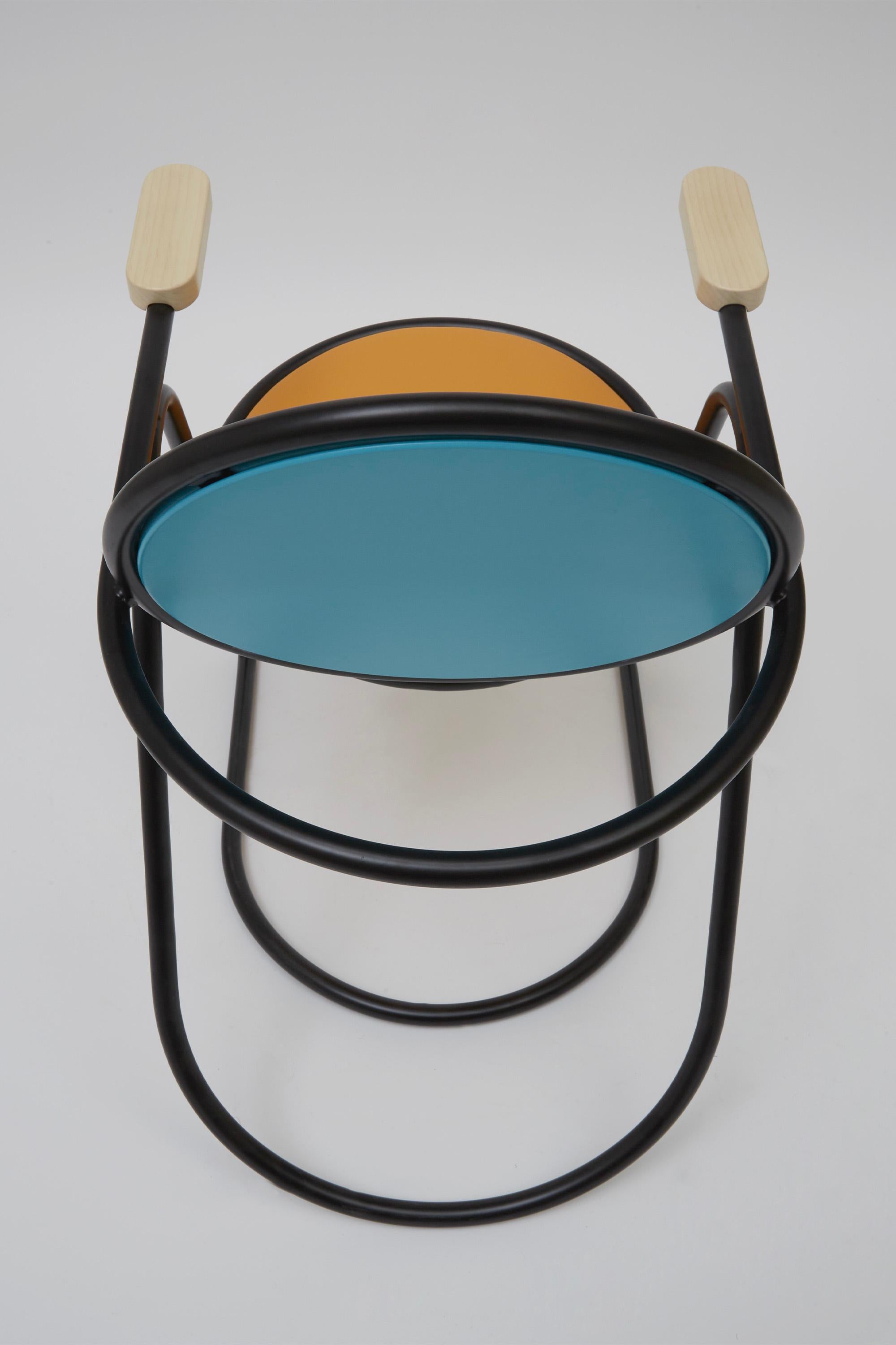 U-Disk Easy Chair, Black, Orange & Light Blue For Sale 3