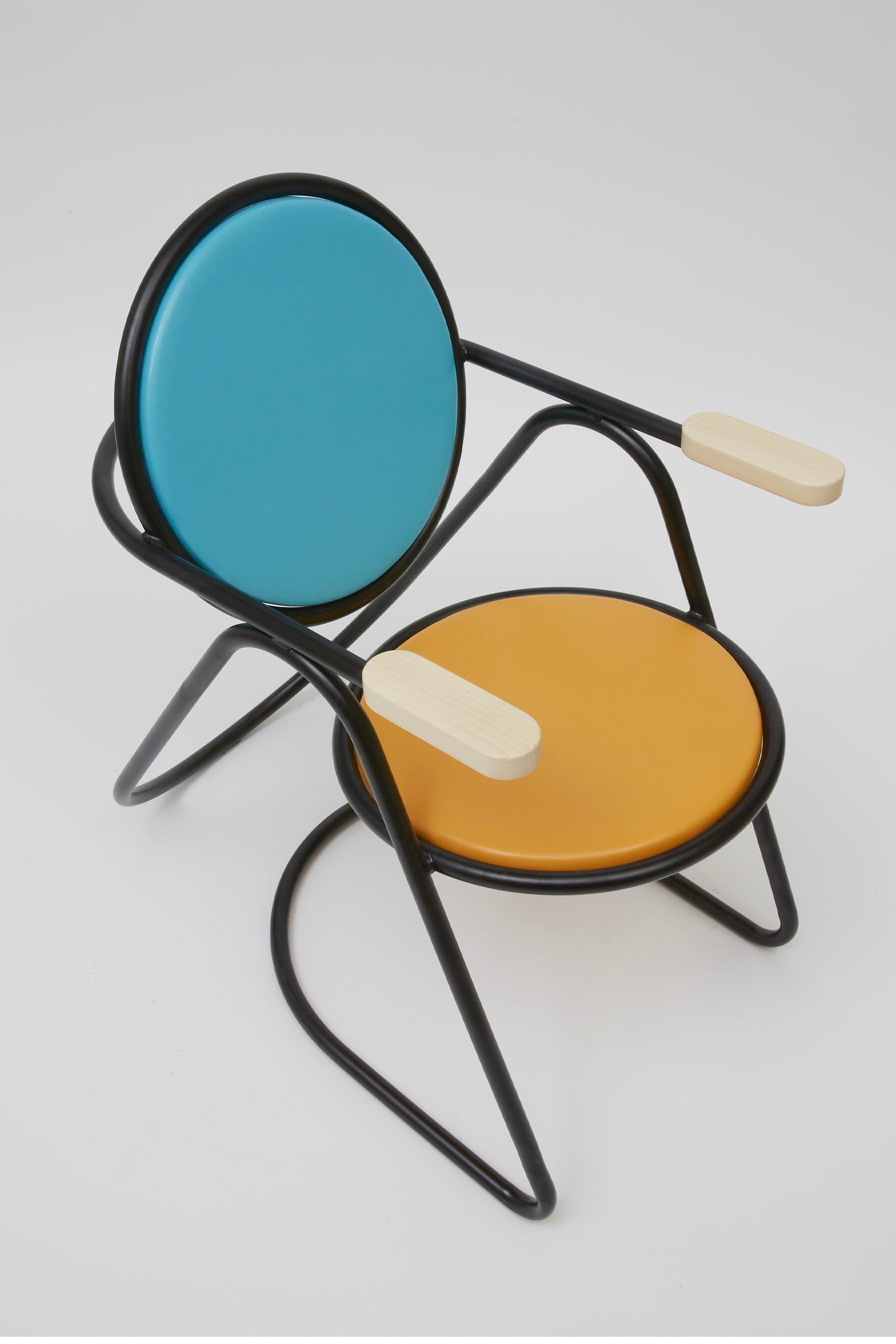 U-Disk Easy Chair, Black, Orange & Light Blue For Sale 1