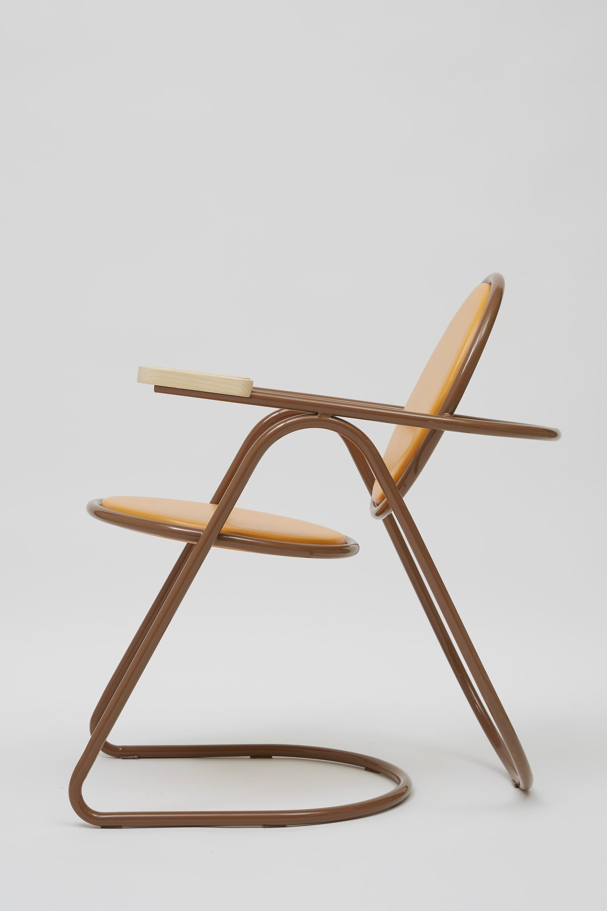 Italian U-Disk Easy Chair, Brown & Orange For Sale