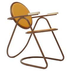 Fauteuil à bascule U-Disk, brun et orange