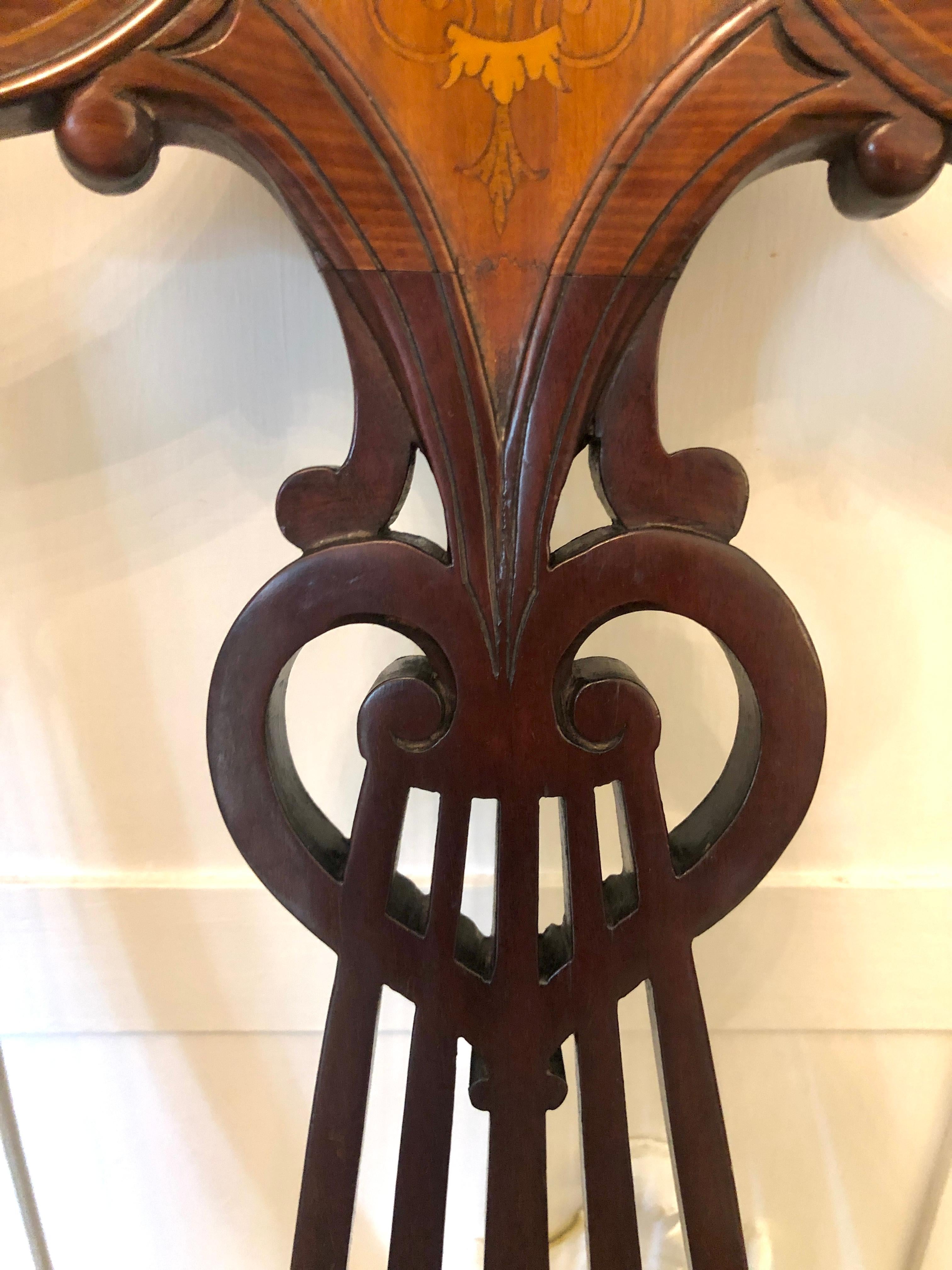 Unusual Set of Six Antique Mahogany Inlaid Dining Chairs In Good Condition In Suffolk, GB