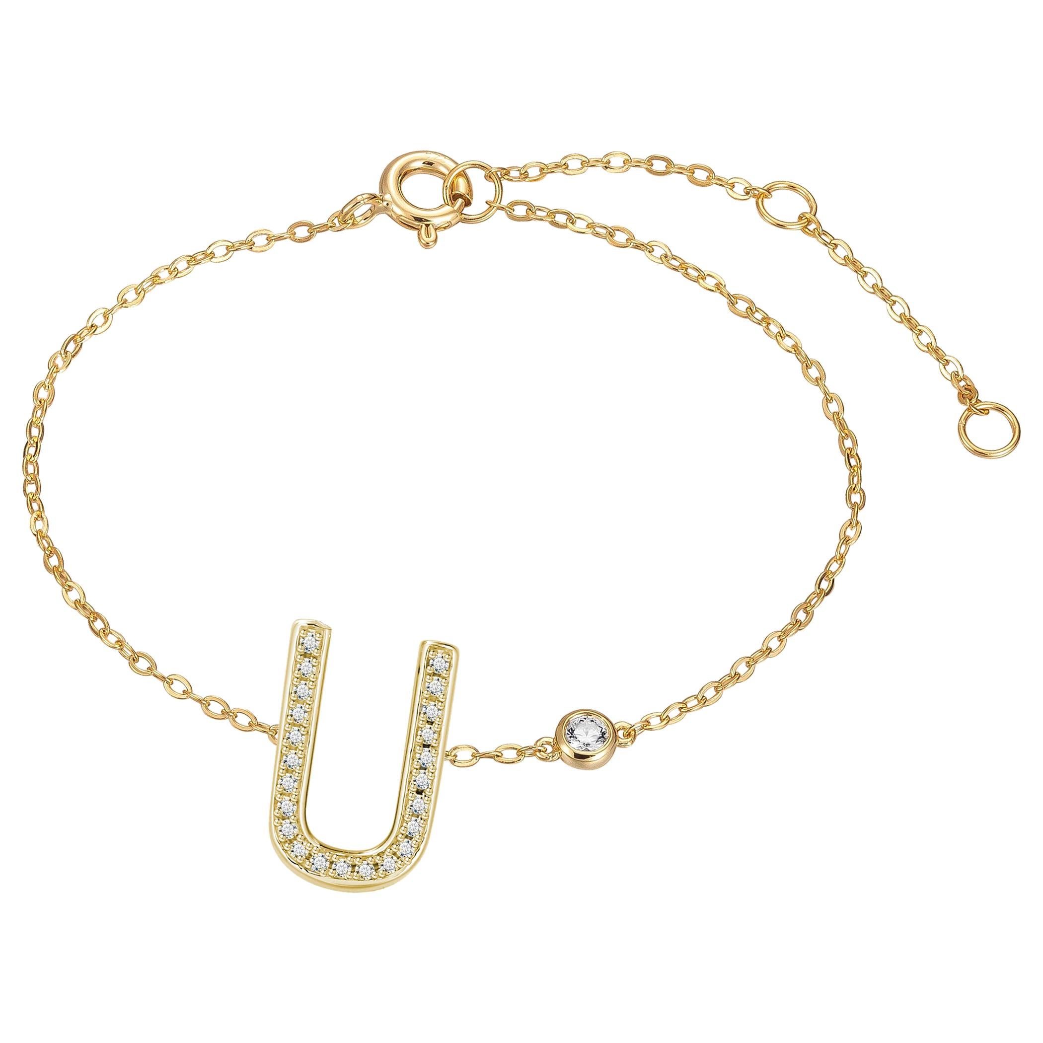 U Initial Bezel Chain Anklet For Sale
