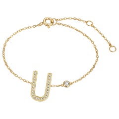 U Initial Bezel Chain Bracelet