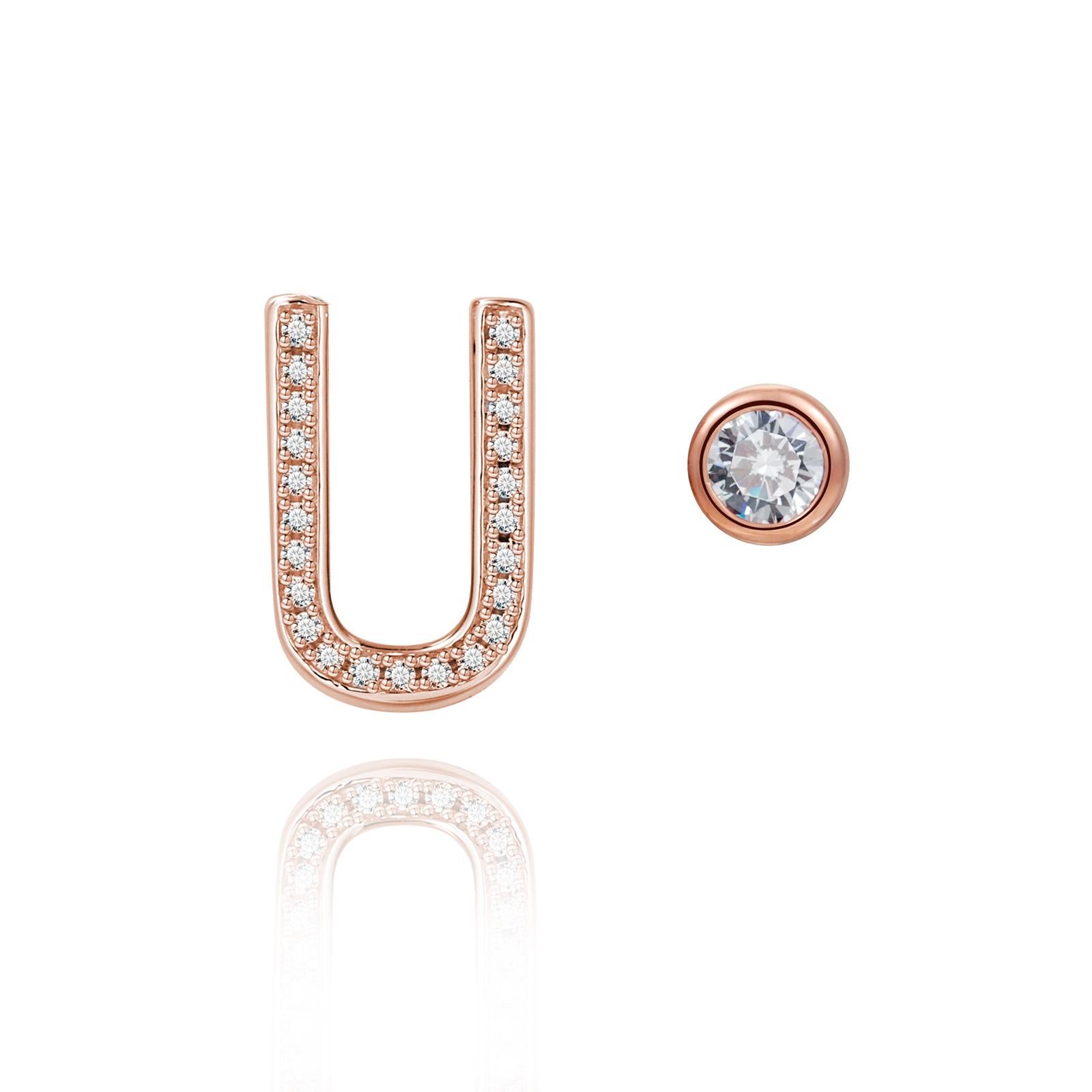 Nothing says YOU more than YOU. You are unique. You are bold.  You're not afraid to share who you are.  These initial bezel mismatched earrings tell the brilliant story of YOU. .925 sterling silver base also available in 24k yellow or rose gold