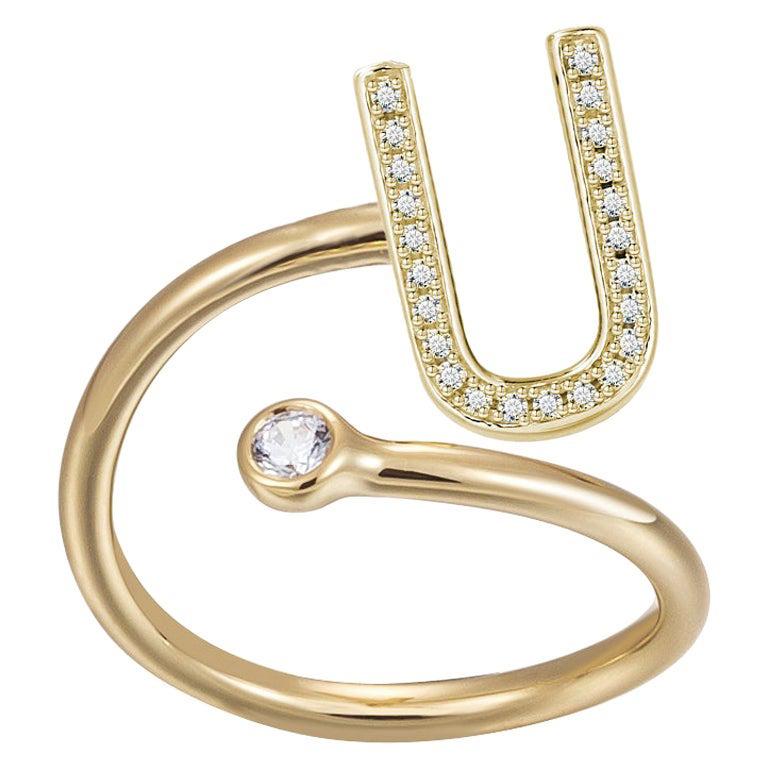 Wire Bezel Rings Customizable U Initial Bezel Wire Ring For Sale at 1stDibs