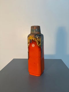 Ü-Keramik Persimmon Orange Fat Lava Ceramic Vase, Model 1438/30