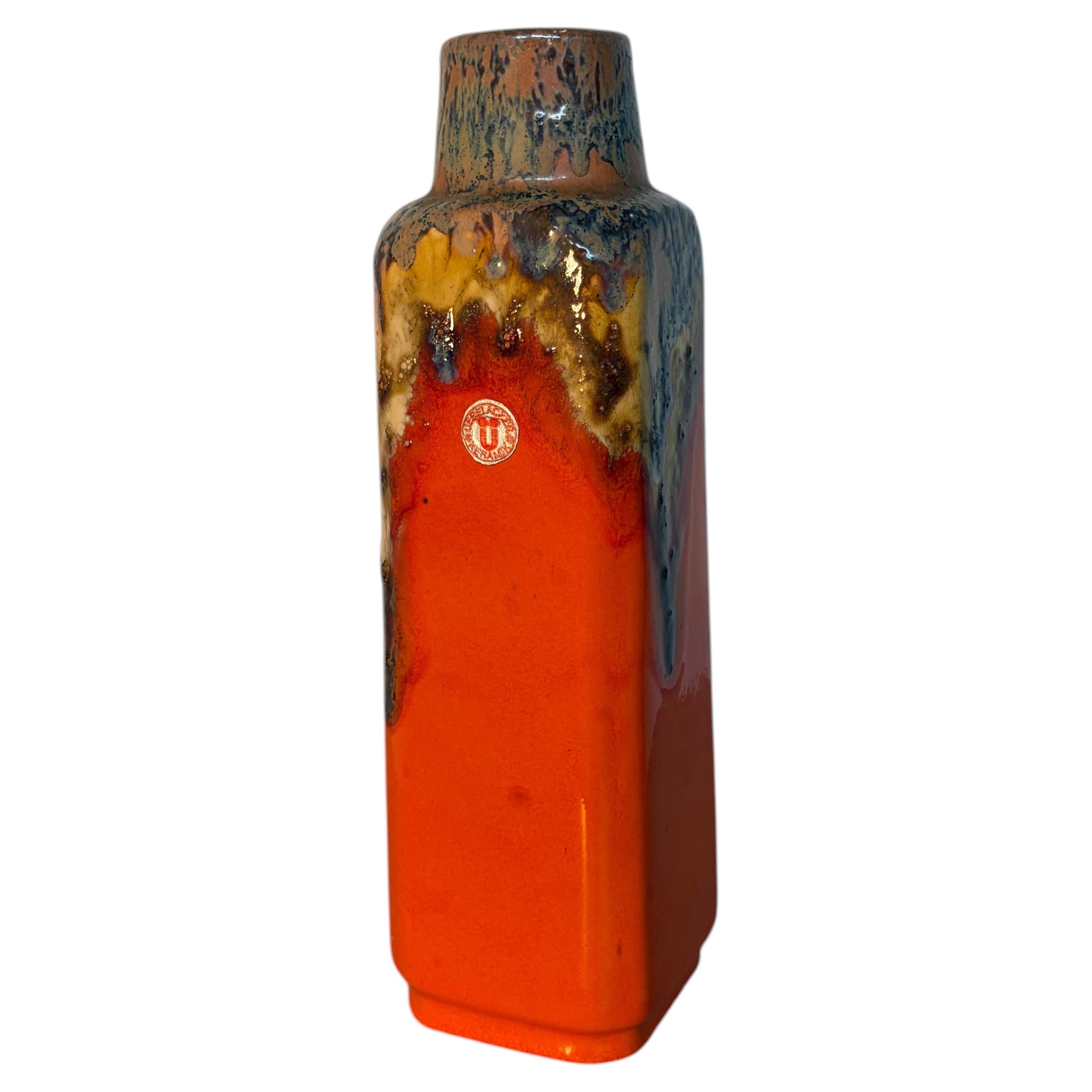 Ü-Keramik Persimmon Orange Fat Lava Ceramic Vase, Model 1438/30