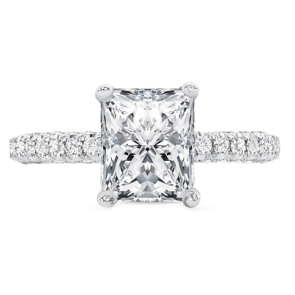 For Sale:  U Pave Set 1.50 Carat Princess Cut Diamond Engagement Ring CERTIFIED 2