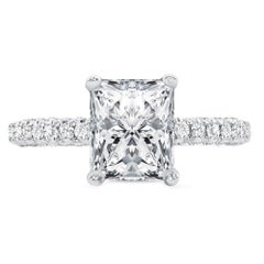 U Pave Set 1.50 Carat Princess Cut Diamond Engagement Ring CERTIFIED