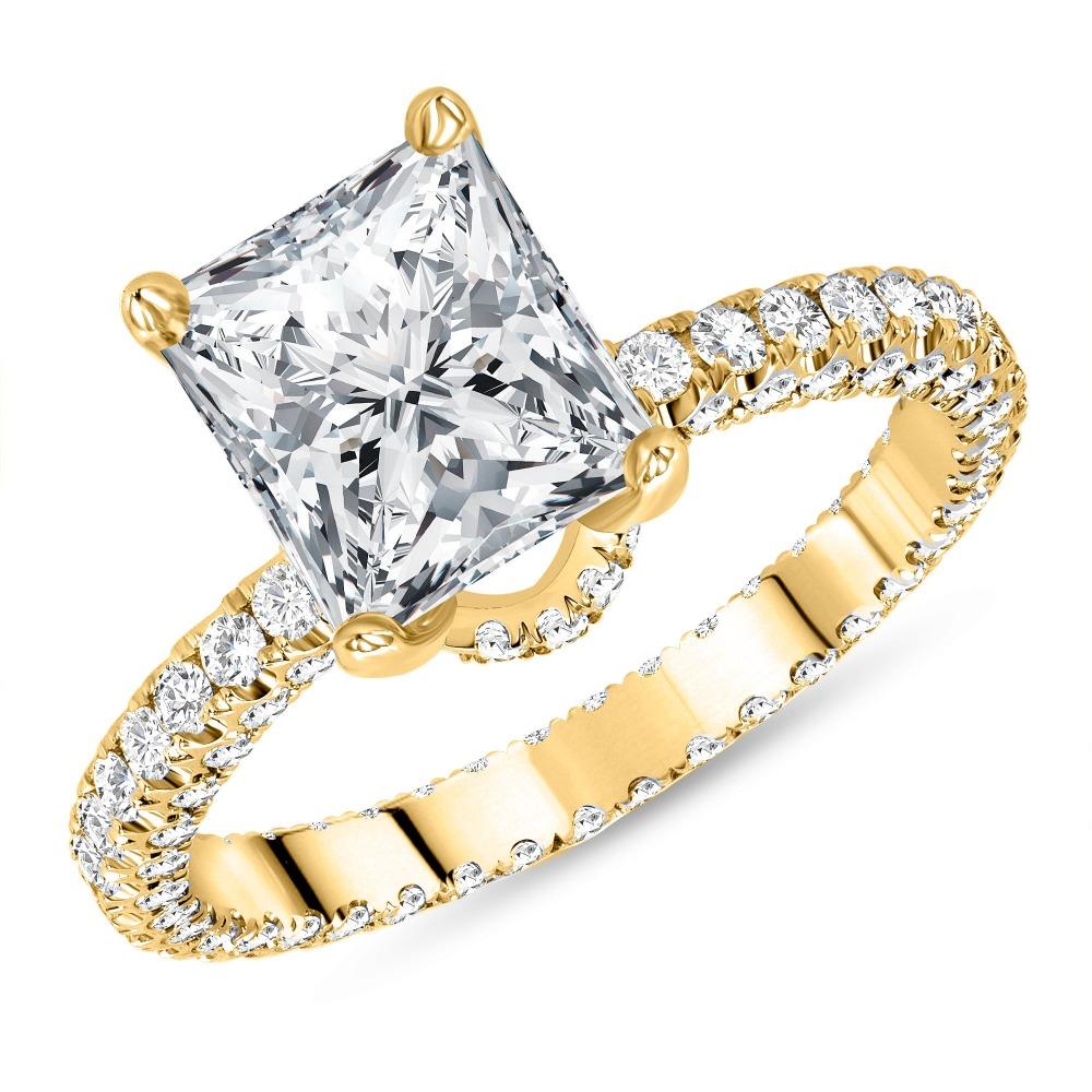 For Sale:  U Pave Set 1.50 Carat Princess Cut Diamond Engagement Ring CERTIFIED 3