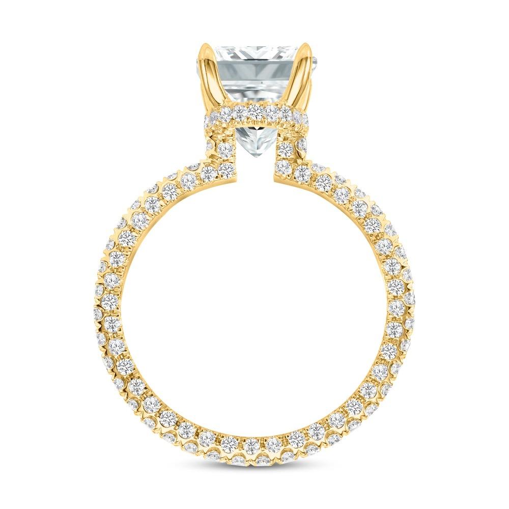 For Sale:  U Pave Set 1.50 Carat Princess Cut Diamond Engagement Ring CERTIFIED 4