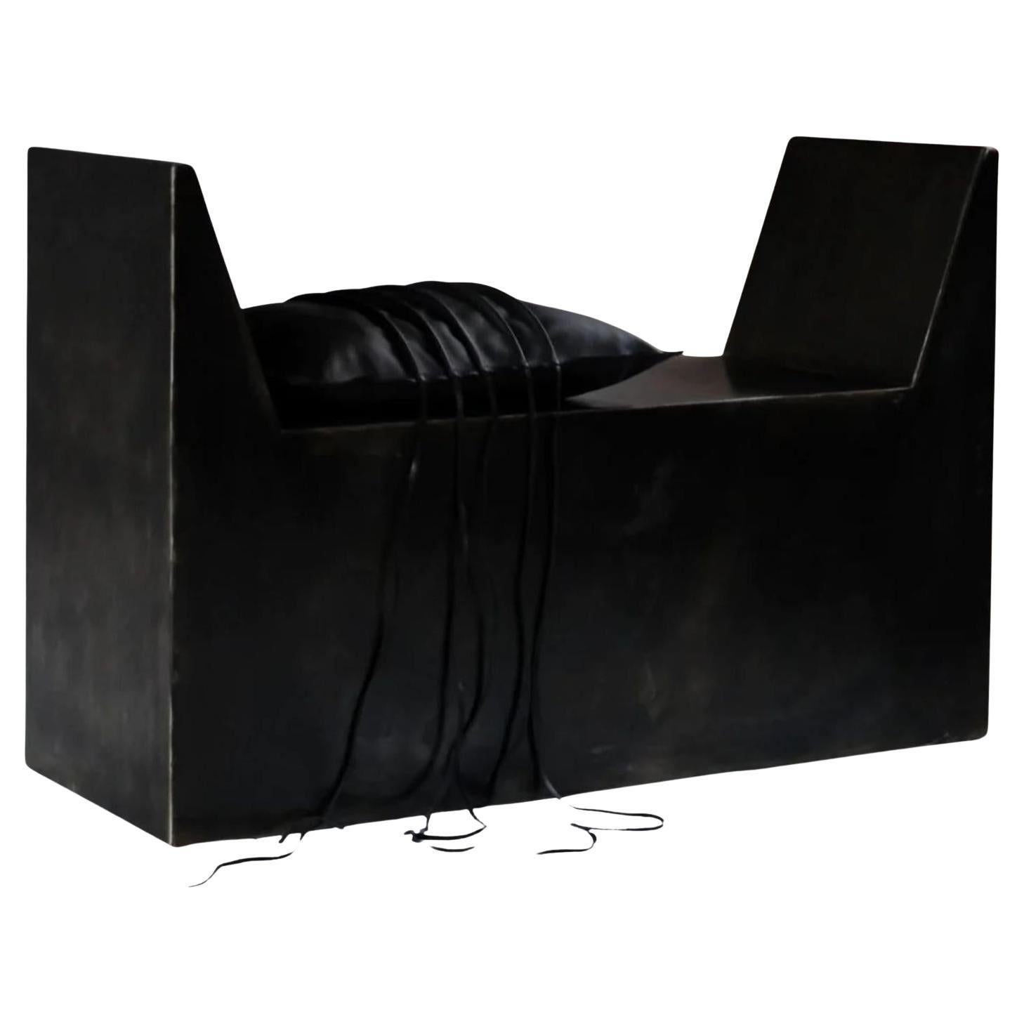U-shaped Form Rubber Seat and Burned Steel Medium Stool 2.0 by Arno Declercq For Sale