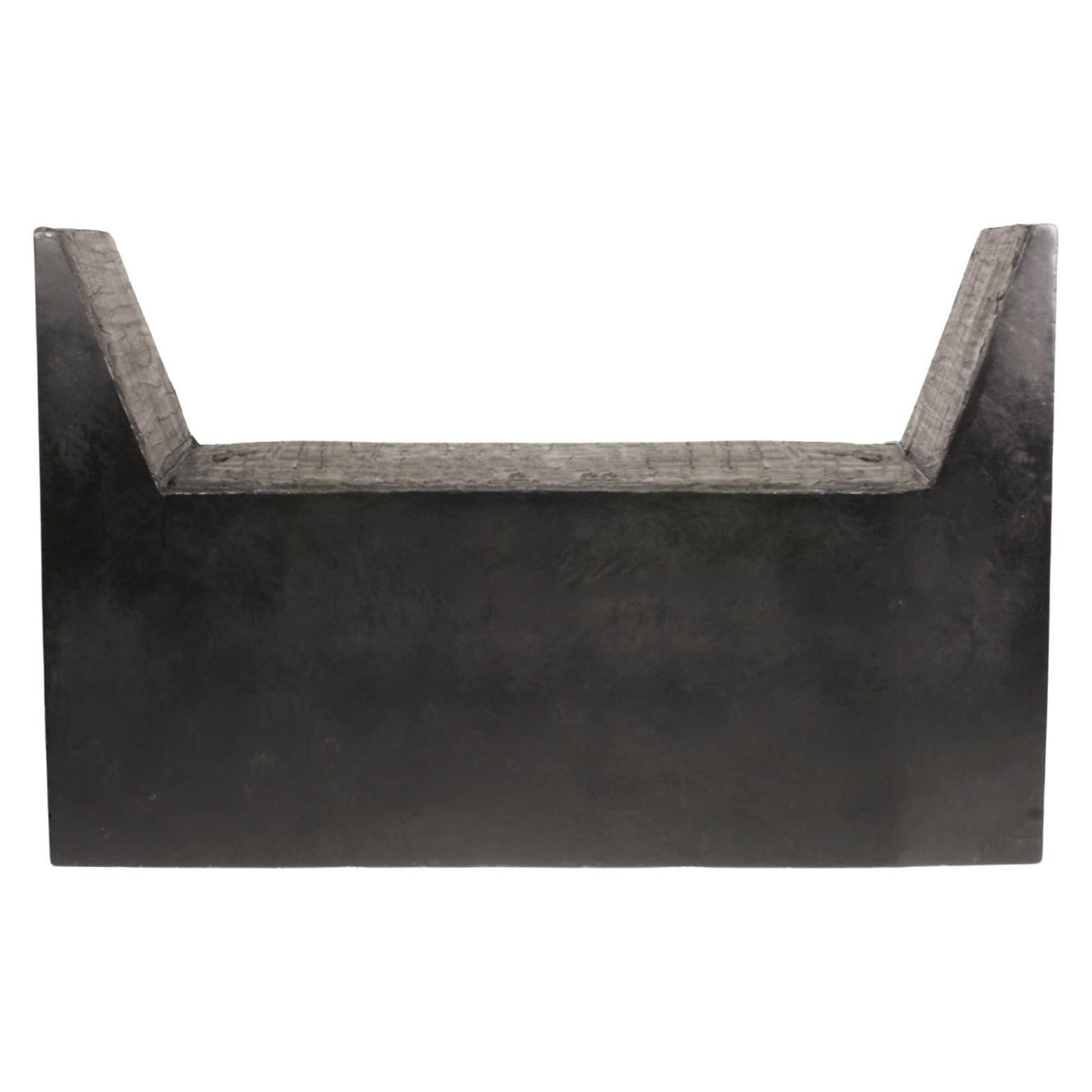 U-shaped Form Rubber seat and Burned Steel Medium Stool by Arno Declercq